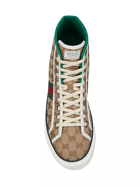Gucci Brown GG Canvas And Leather Lace Up High Top Sneakers Size 10 Men's