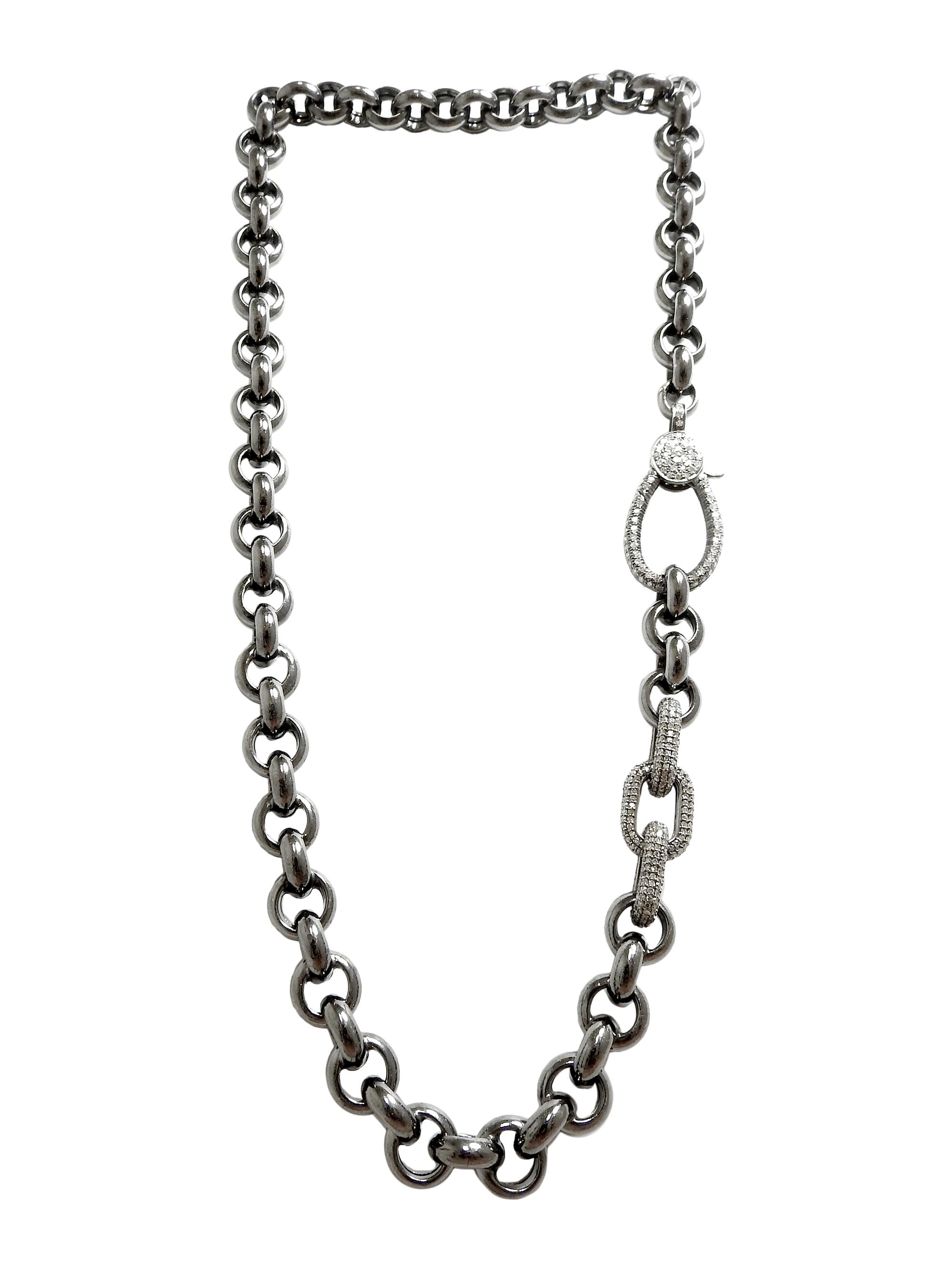Nina Gilin Women's Black Rhodium-Plated & Diamond Link Necklace