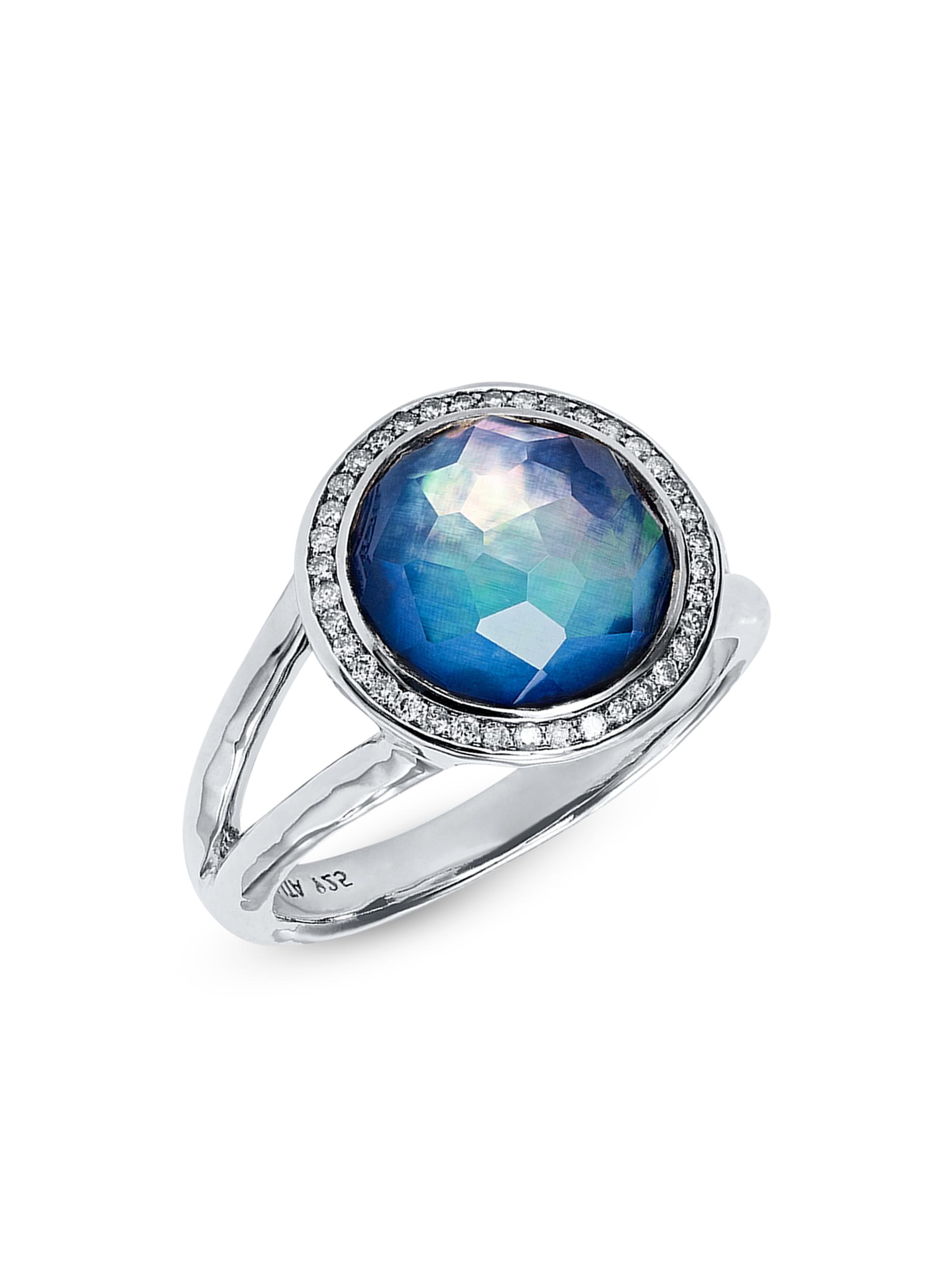 Ippolita Women's Lollipop Mini Sterling Silver, Lapis Triplet & Diamond Ring - Silver