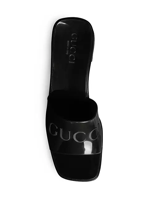 Shop Gucci Embossed Logo Mules