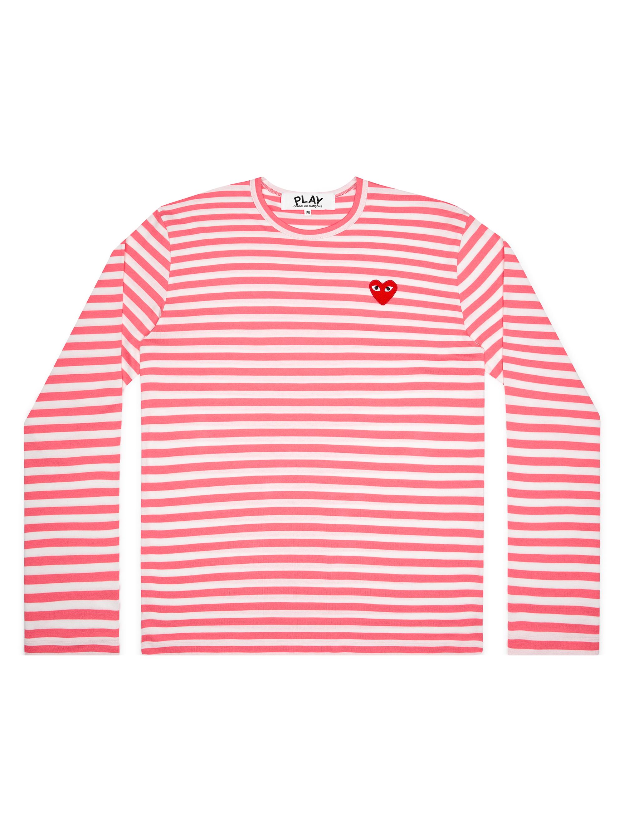 Comme des Garçons PLAY Women's Striped Long-Sleeve Shirt - Pink