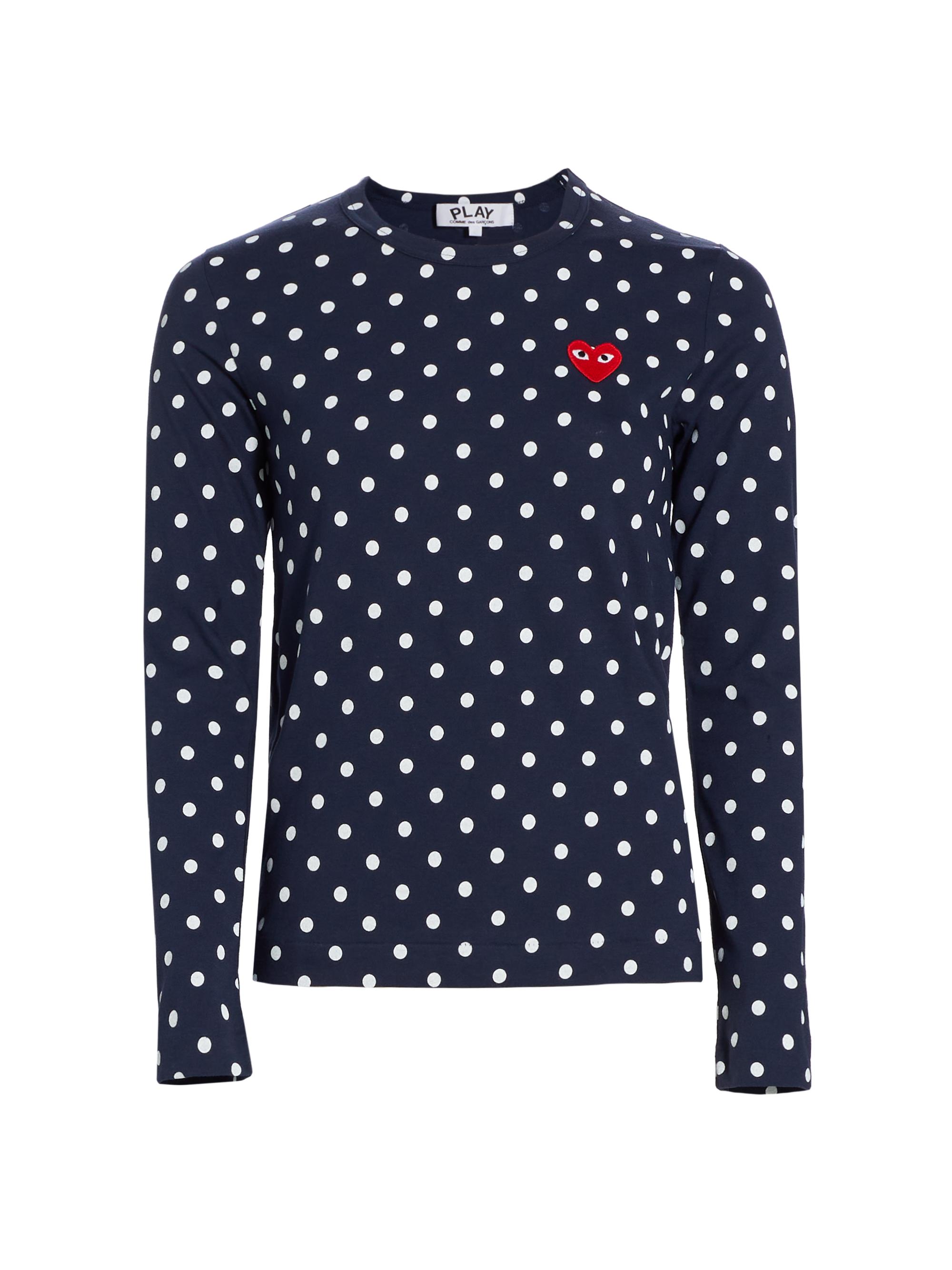 Comme des Garçons PLAY Women's Polka-Dot T-Shirt - Navy White