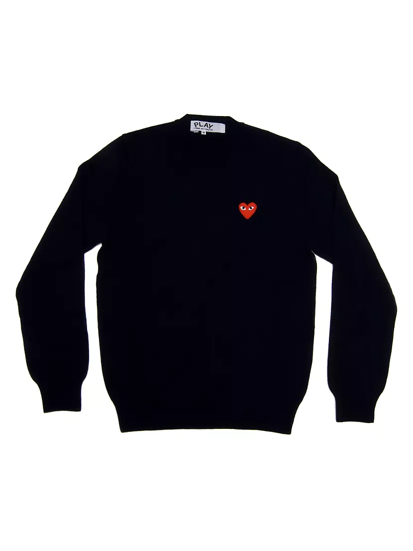 Shop Comme des Garçons PLAY Double Heart Play V-Neck Sweater