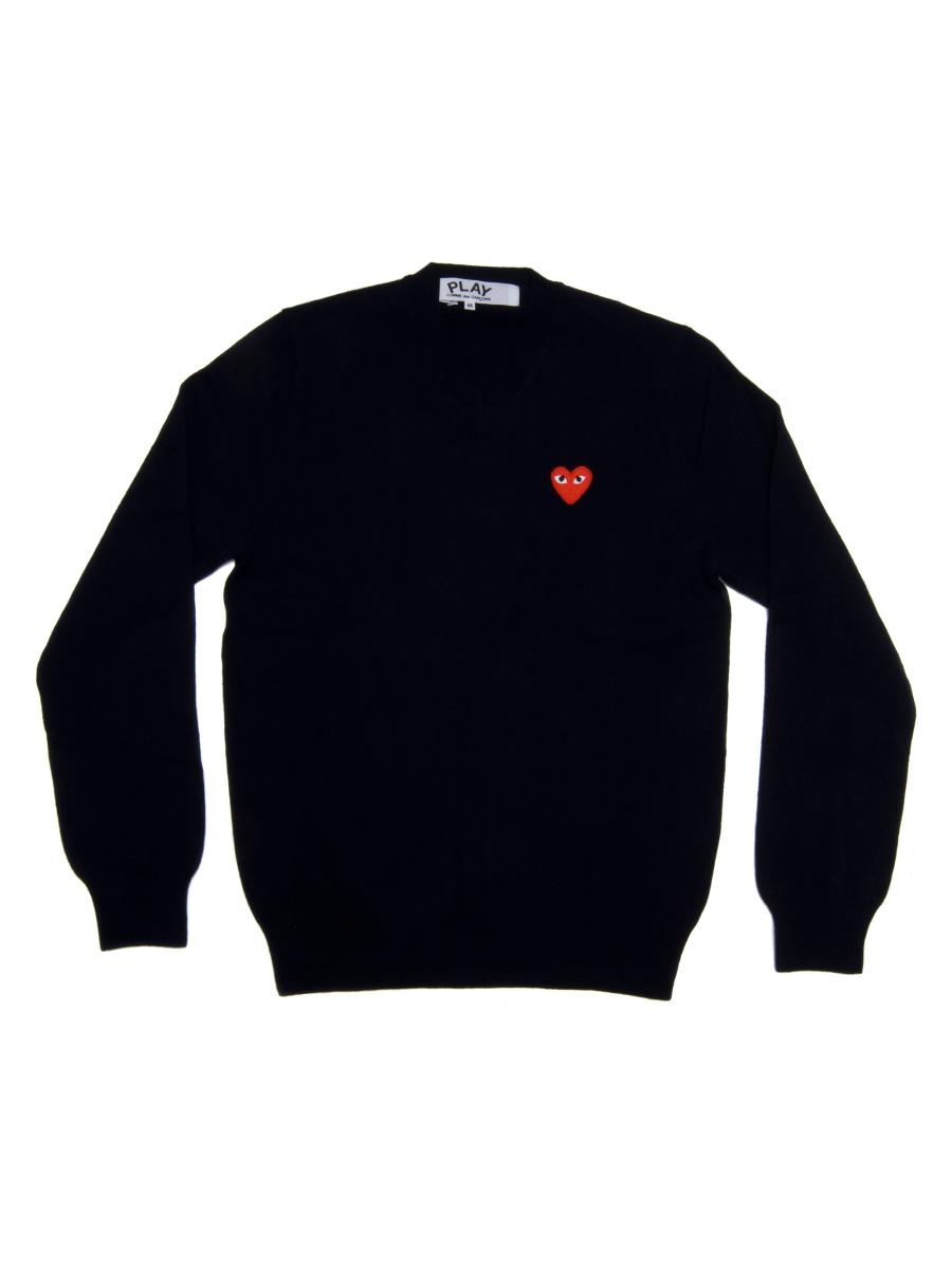 Comme des Garçons PLAY Double Heart Play V-Neck Sweater