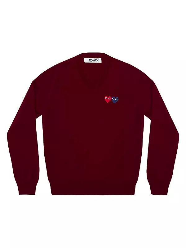 Double Heart Play V-Neck Sweater