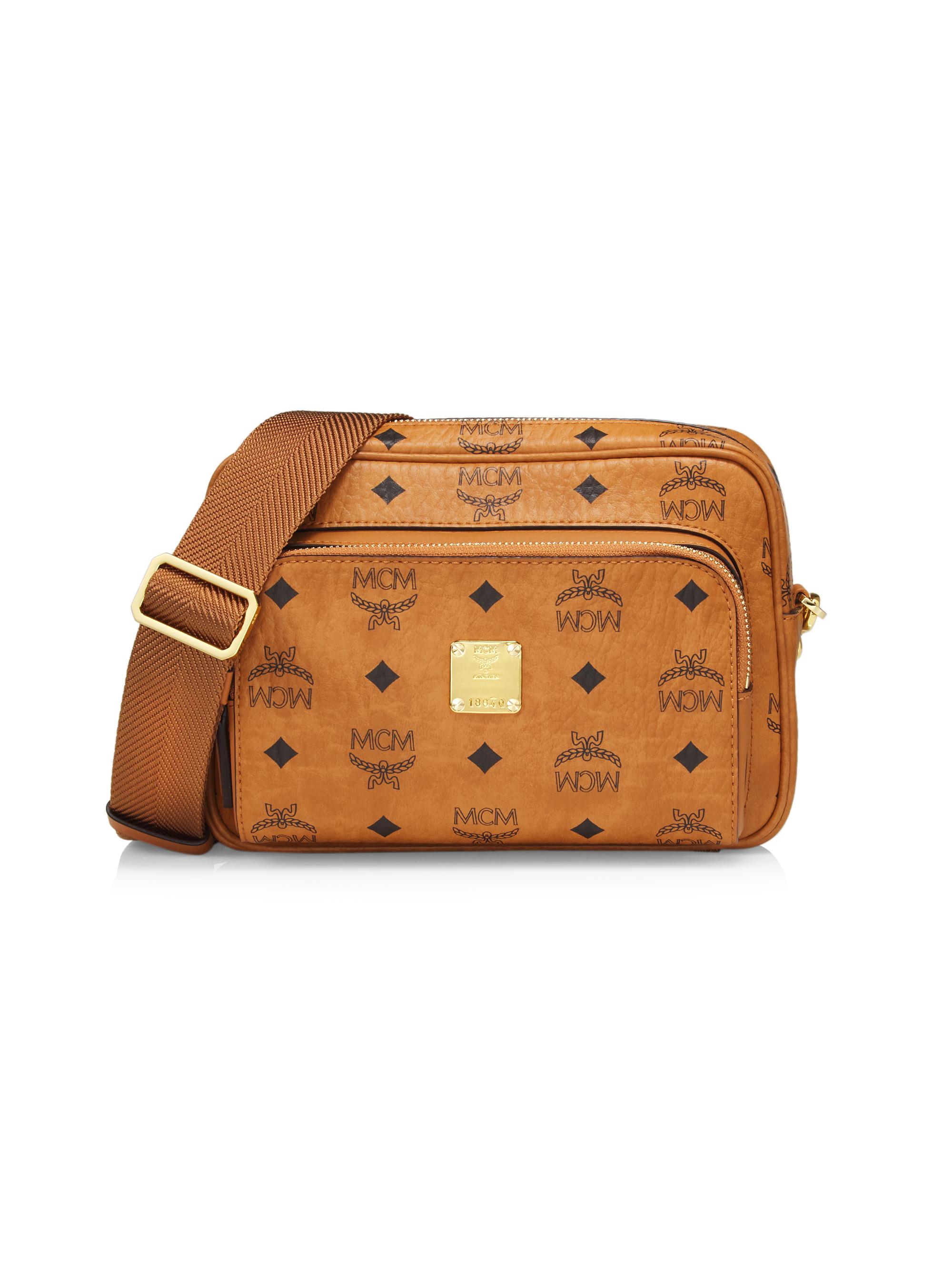 MCM Men's Small Klassik Visetos Crossbody Bag - Cognac