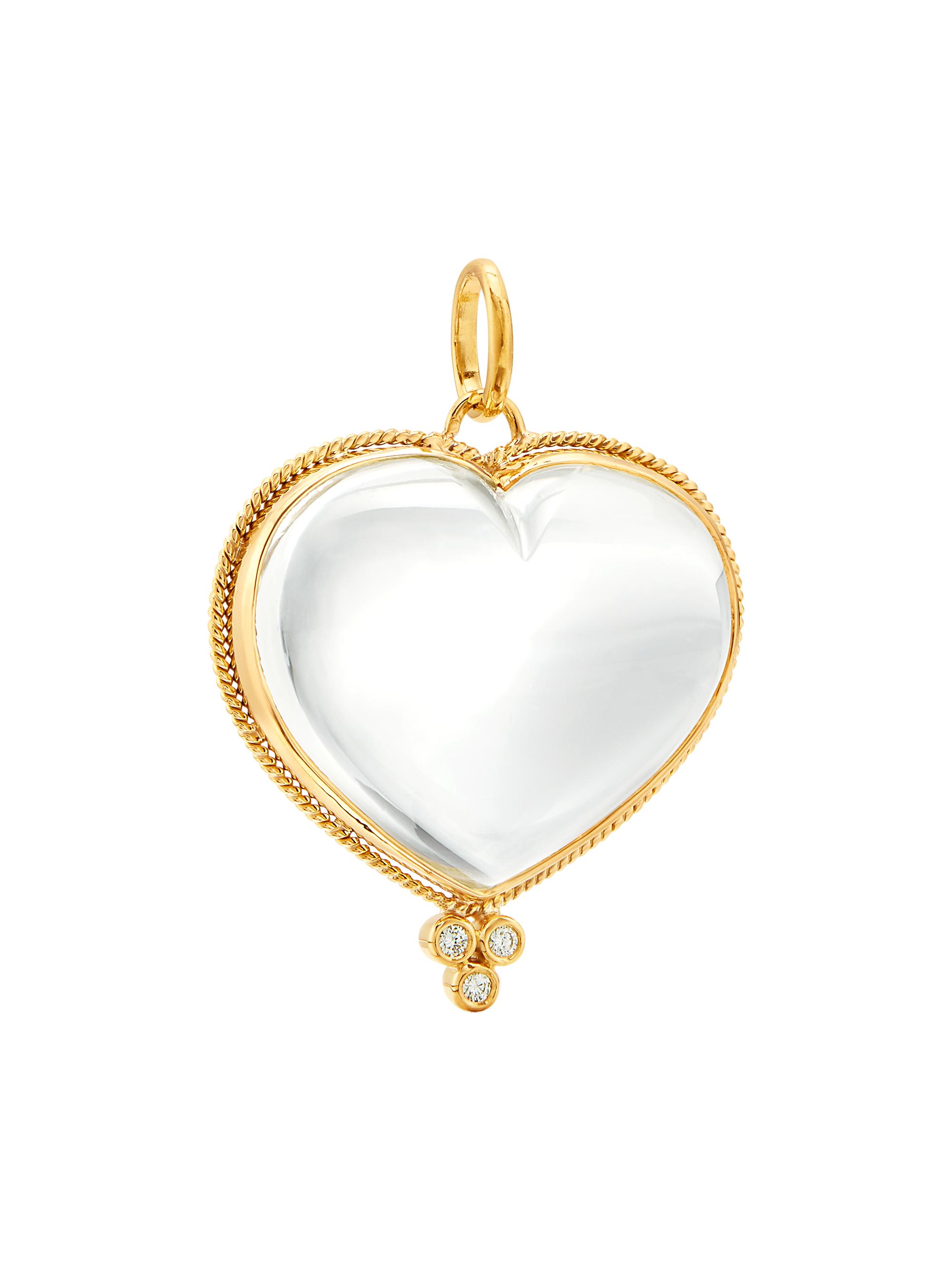 Temple St. Clair Women's 18K Yellow Gold, Diamond & Rock Crystal Braided Heart  Pendant - Yellow Gold