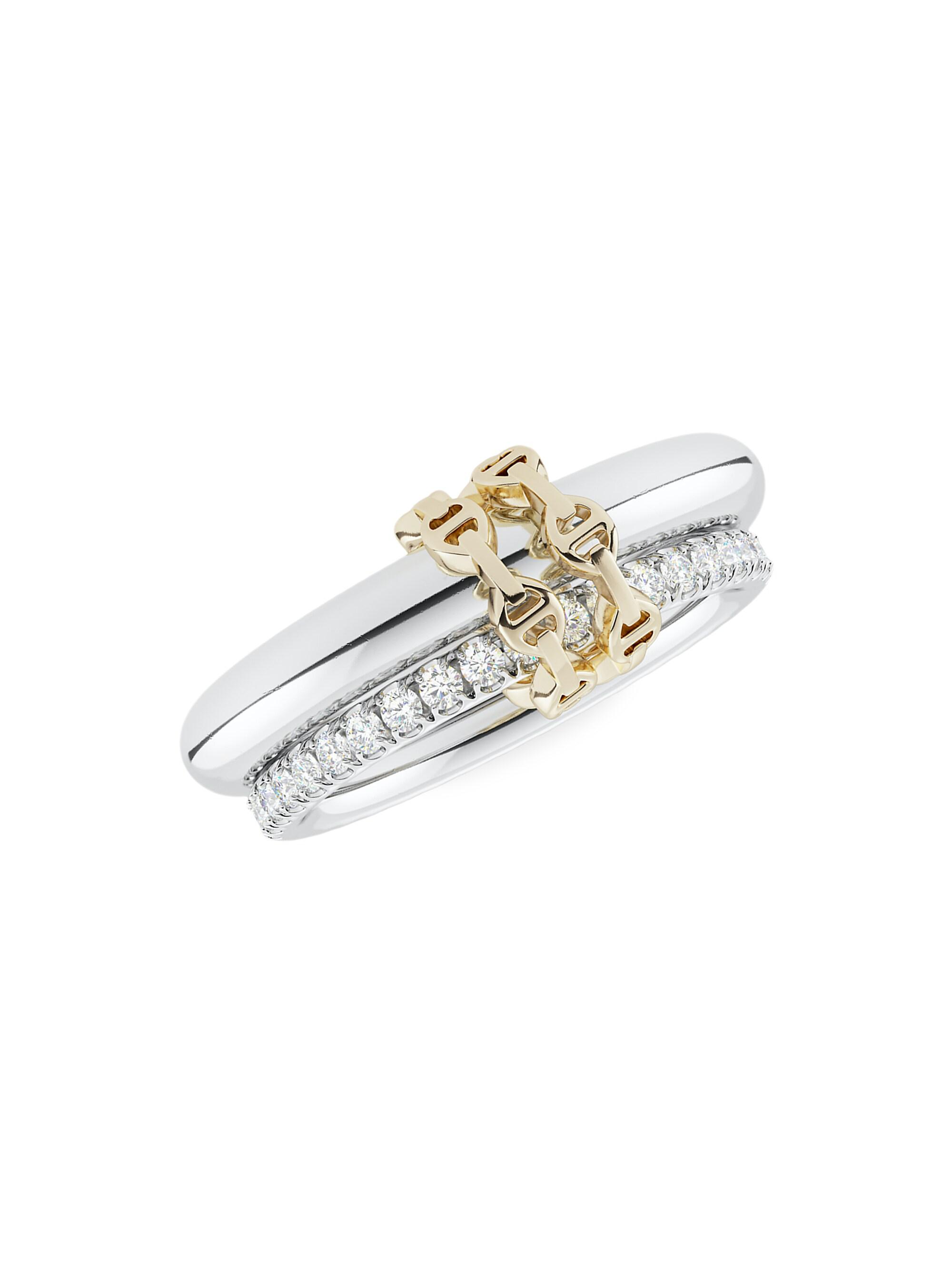 Spinelli Kilcollin x Hoorsenbuhs Women's Virgo HB Sterling Silver, 18K Yellow Gold & Diamond 2-Link Ring - Diamond