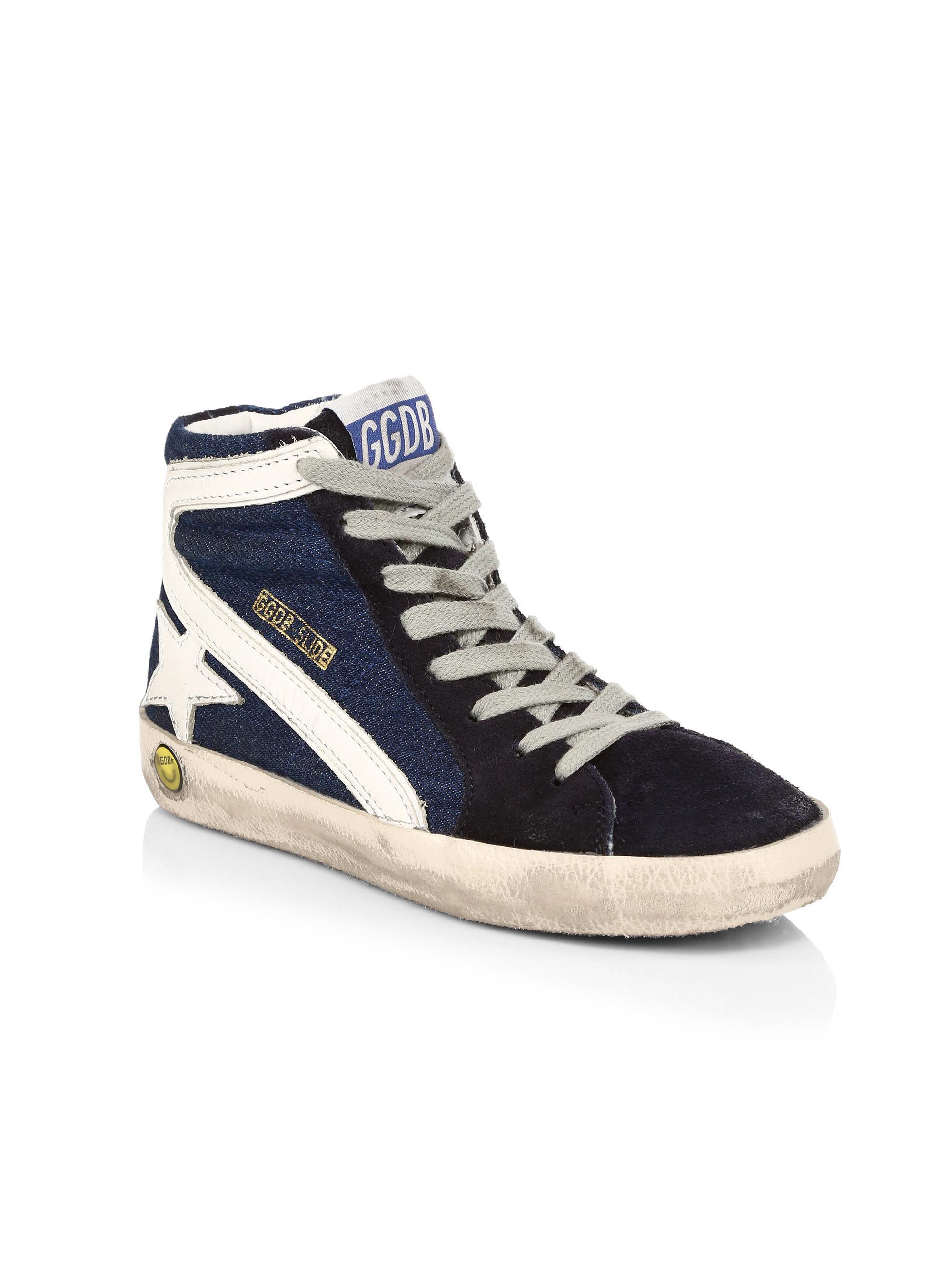 Golden Goose Baby's, Little Kid's & Kid's Slide High-Top Leather Star & Wave Sneakers - Dark Blue 6 (Baby)