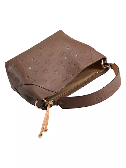 Shop MCM Medium Klara Monogram Leather Hobo Bag