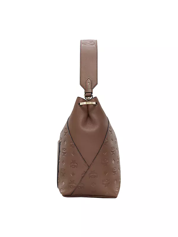 MCM Klara Medium Monogram Leather Hobo Bag Cocoa- 20% OFF