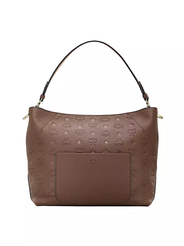 MCM B6311 Beige Medium Klara Leather Hobo Bag Size 11x11.5x4.5 in