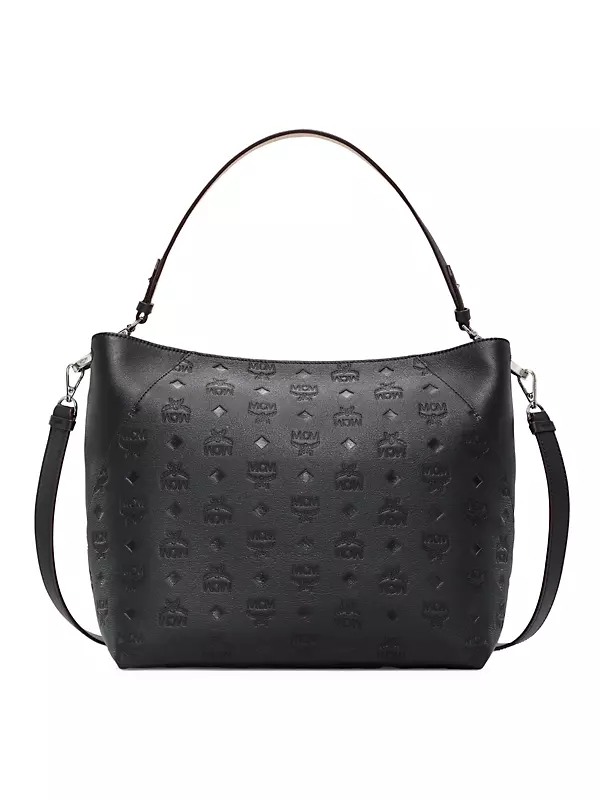 MCM Black Large Klara Monogram Leather Hobo Bag $995+