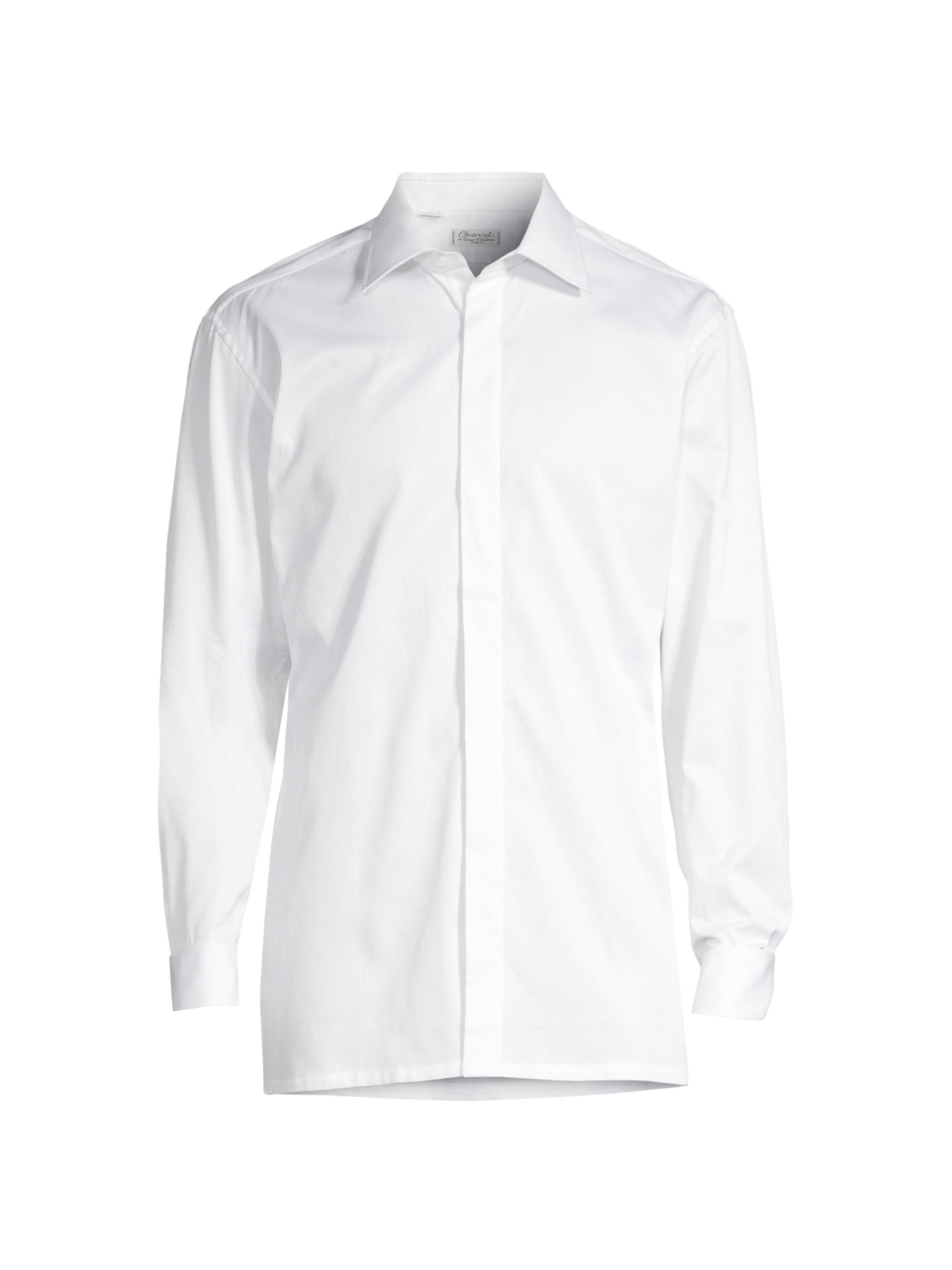 Charvet Men's Hidden Placket Formal Shirt - White