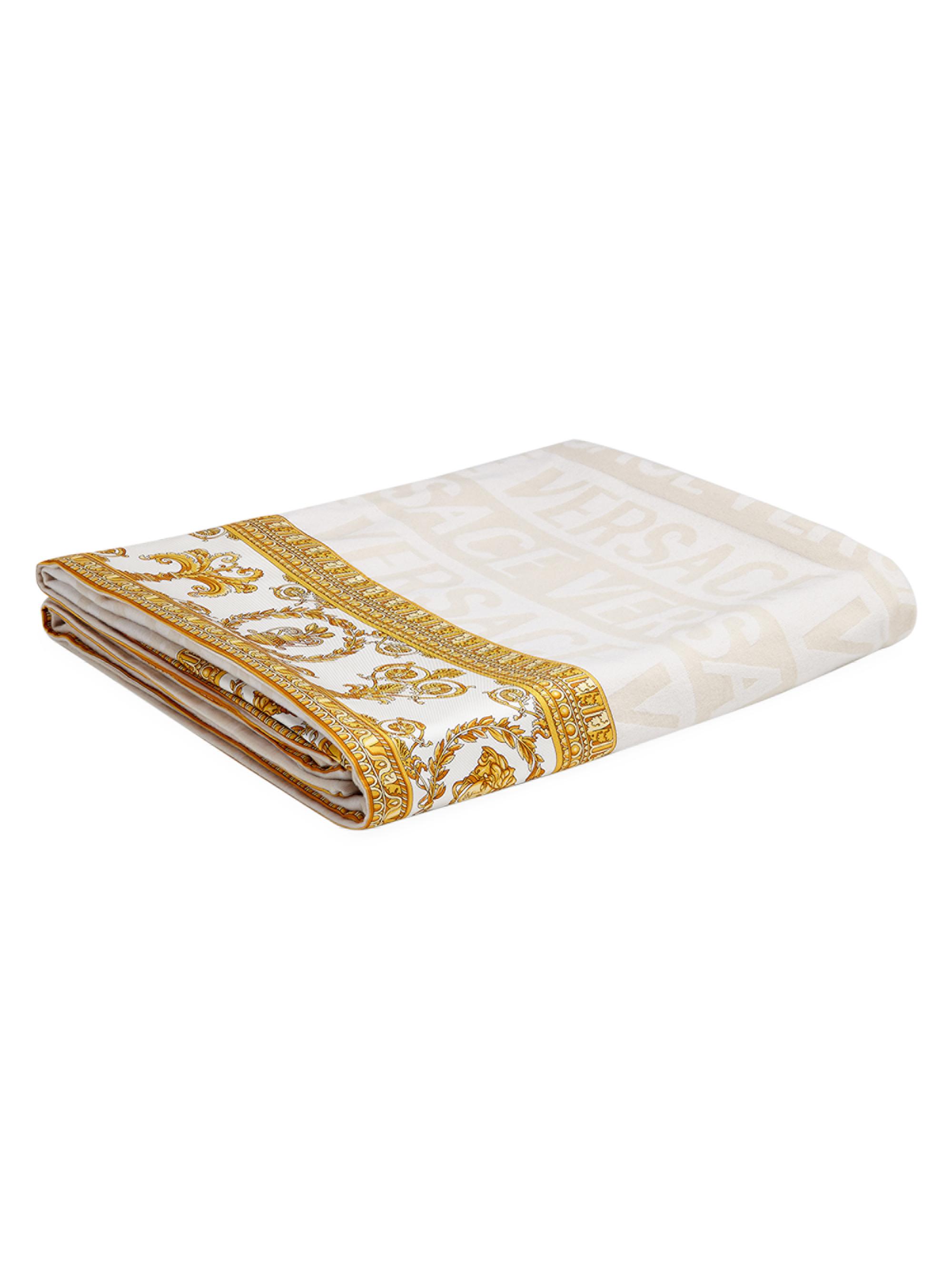 Versace Barocco Wool Robe Throw - White