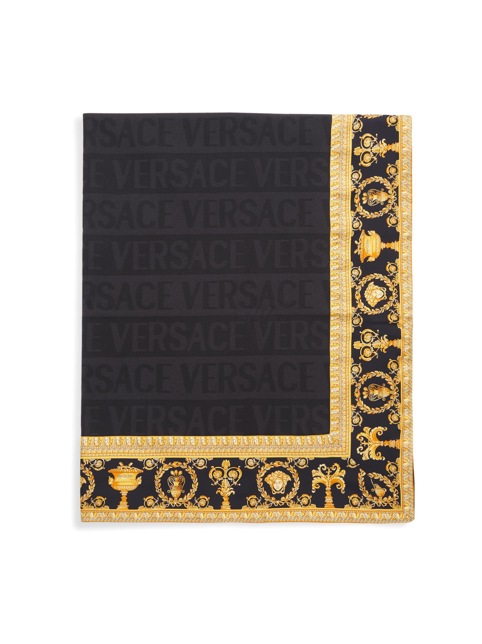 Versace Barocco & Robe Wool Throw - Black