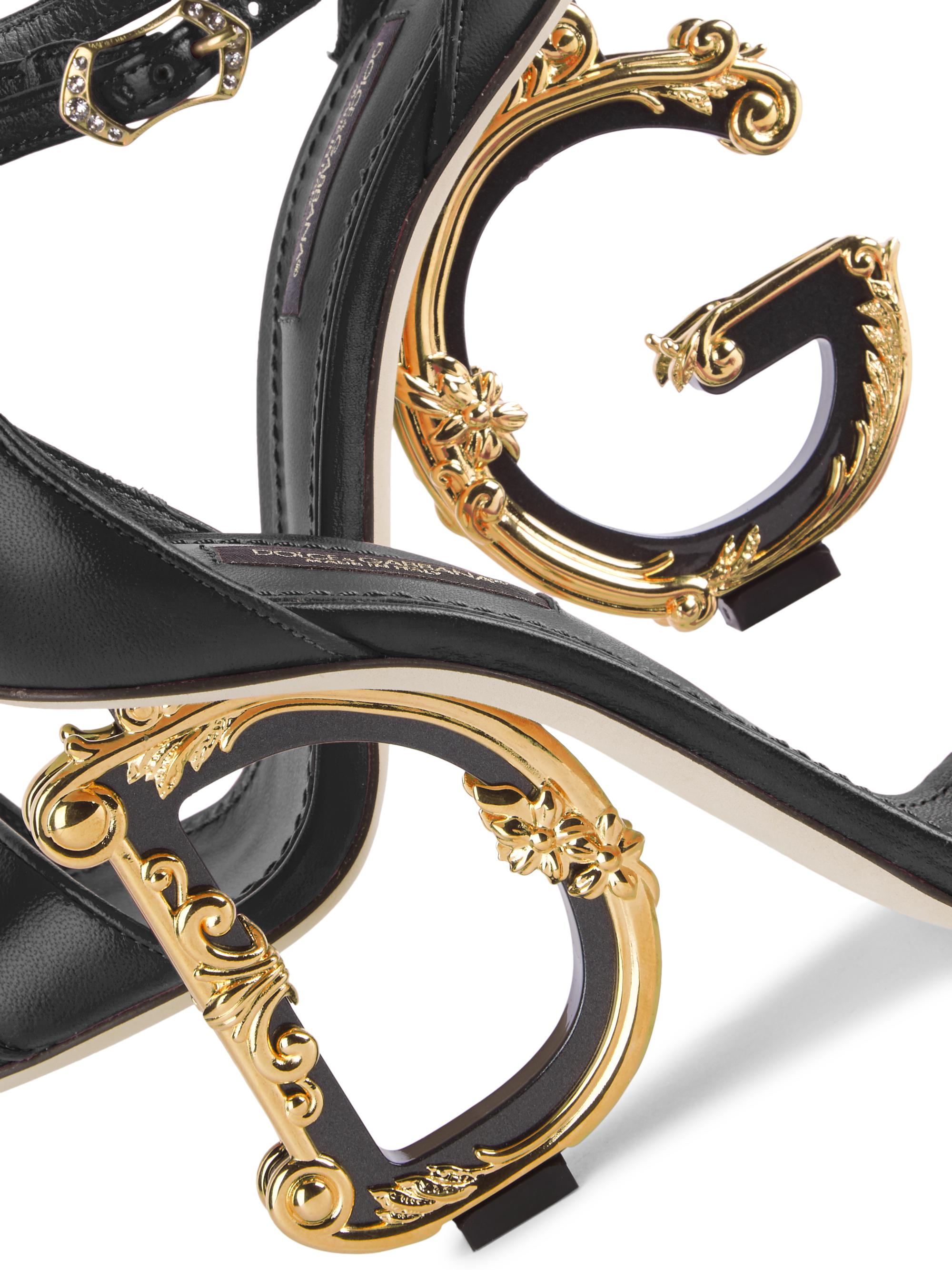 Dolce&Gabbana Sculpted-Heel Baroque DG Leather Sandals | Saks