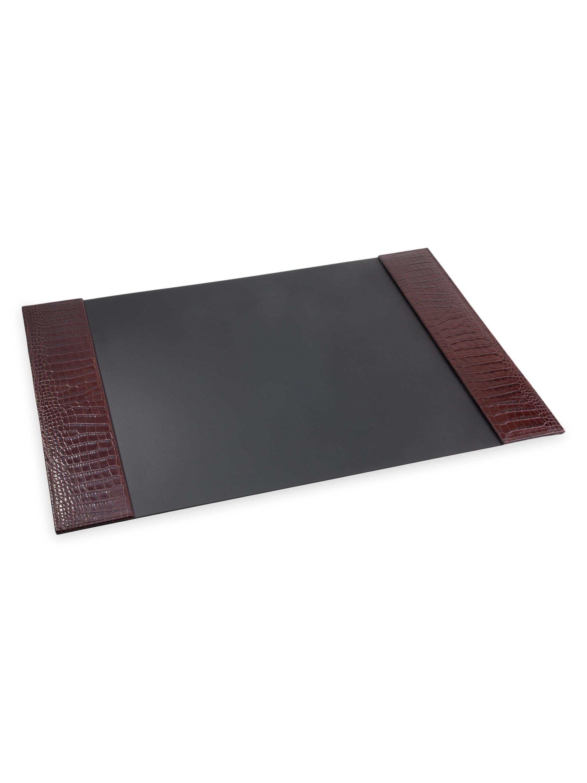 Graphic Image Croc-Embossed Leather Desk Blotter - Brown