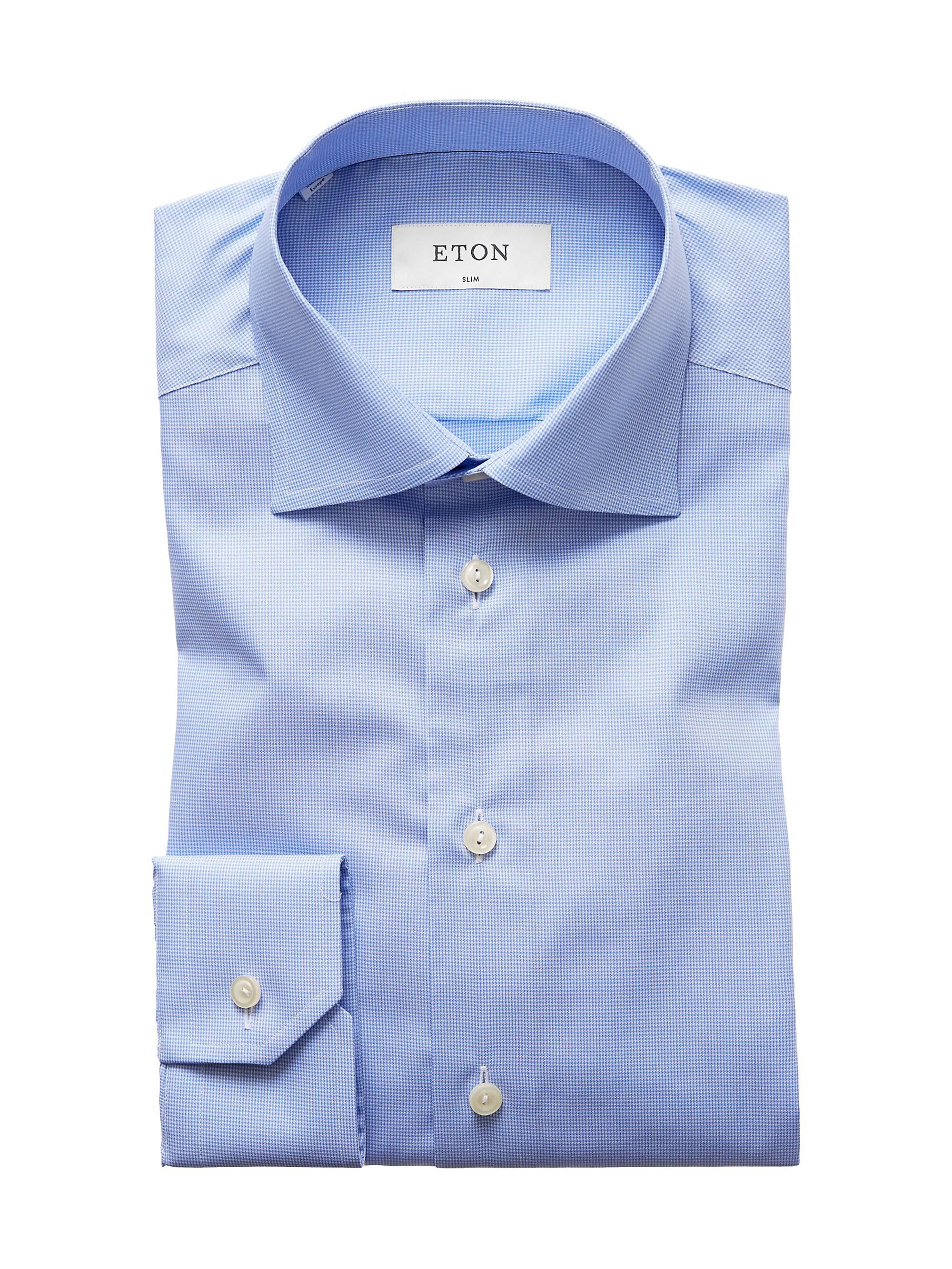 Eton Men's Slim-Fit Check Dress Shirt - Blue