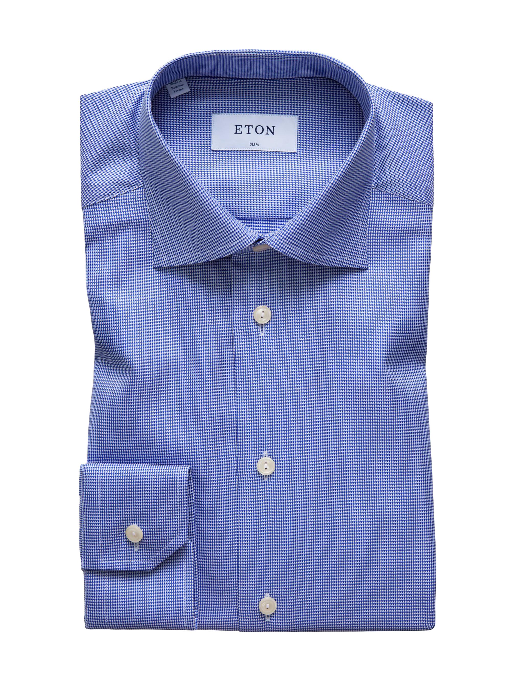 Eton Men's Slim-Fit Houndstooth Dress Shirt - Blue