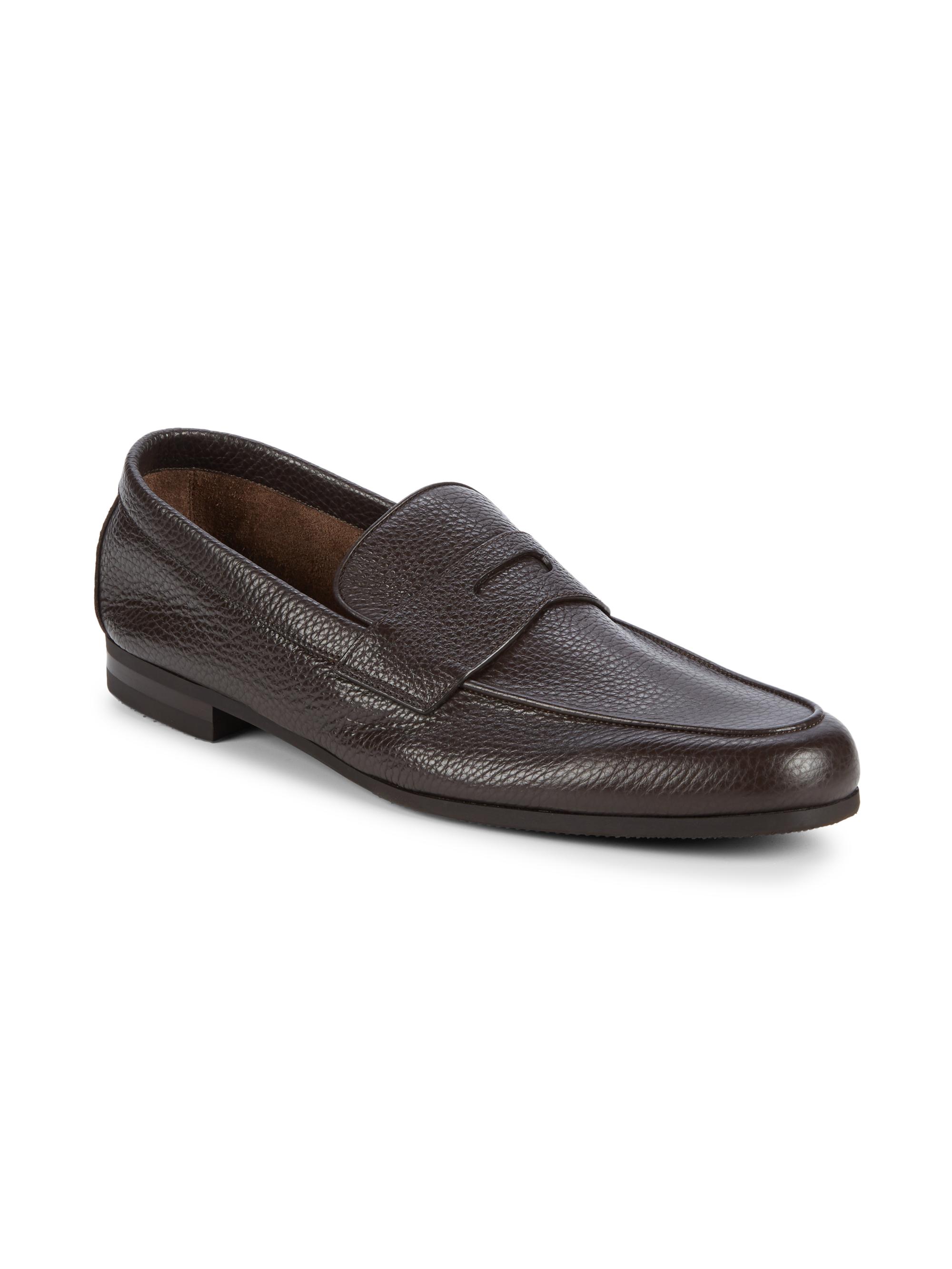 John Lobb Thorne Pebble-Grained Leather Penny Loafers | Saks Fifth
