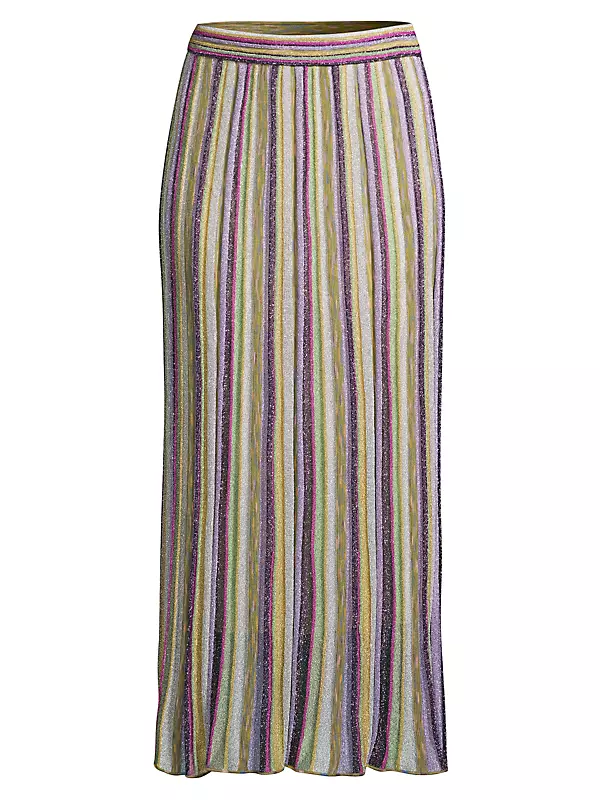 Lurex Stripe Knit Midi Skirt
