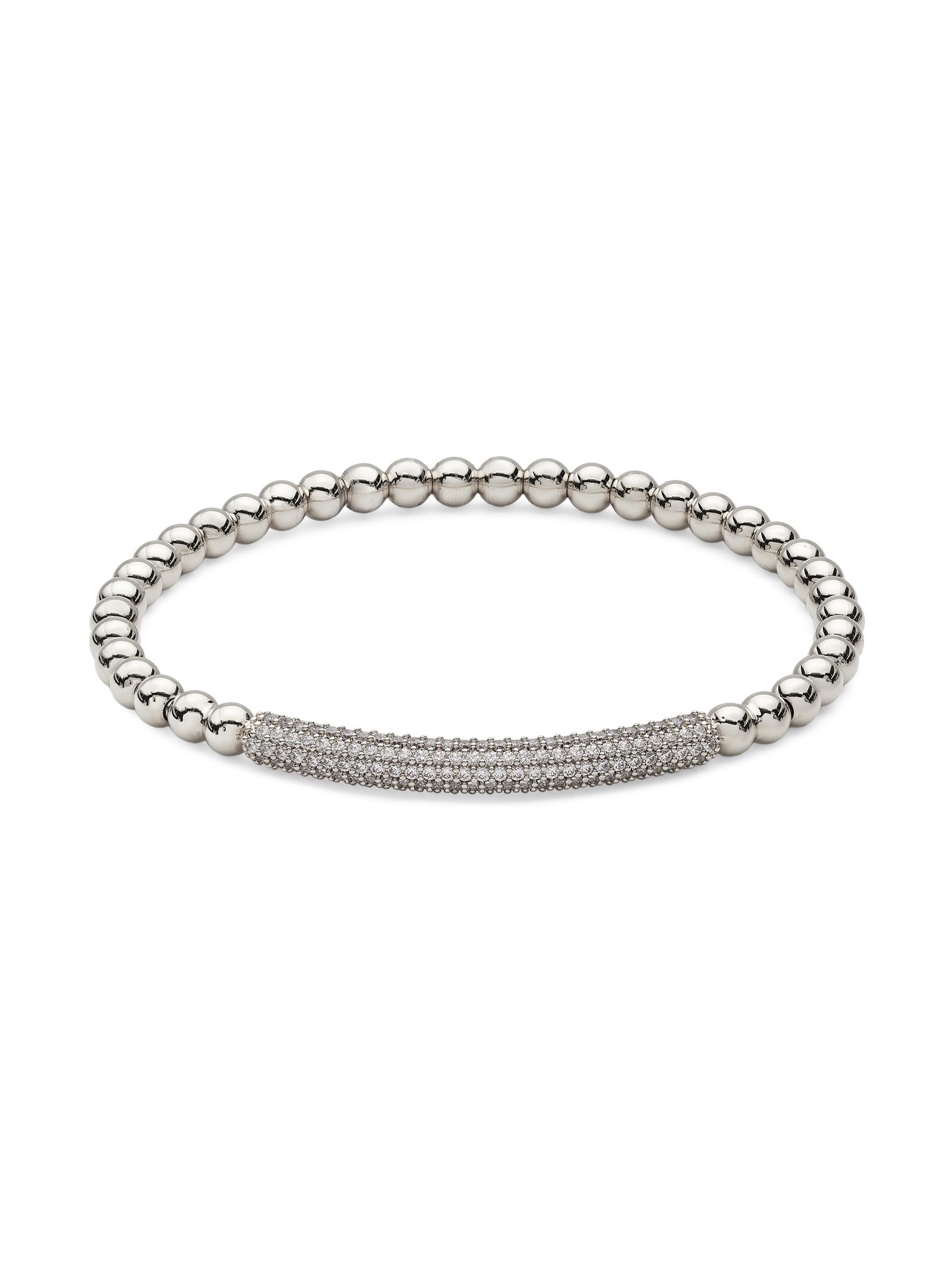 Adriana Orsini Women's Rhodium Plated Sterling Silver Pave Bar Bracelet - Rhodium