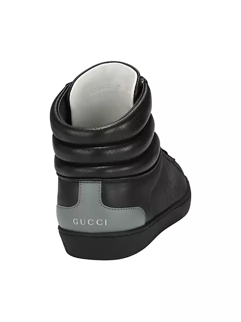 Shop Gucci Ace High-Top Leather Sneakers