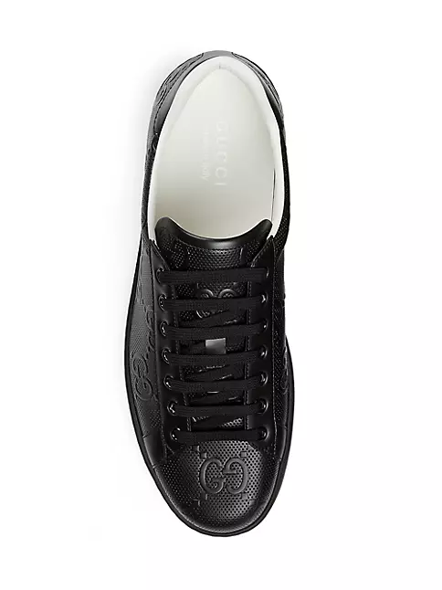 Gucci Men's Gucci Ace Sneaker with Web, Black, Leather