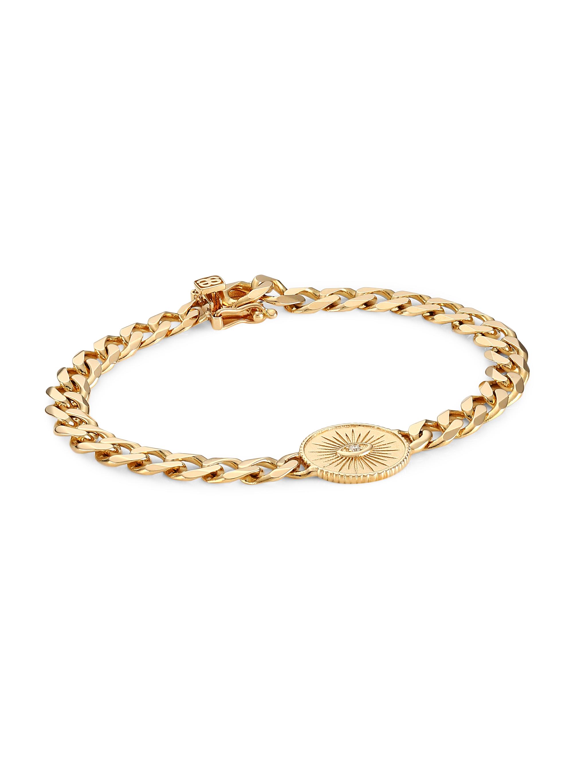 Sydney Evan Women's 14K Yellow Gold & Diamond Marquis Eye Coin Link Bracelet - Gold