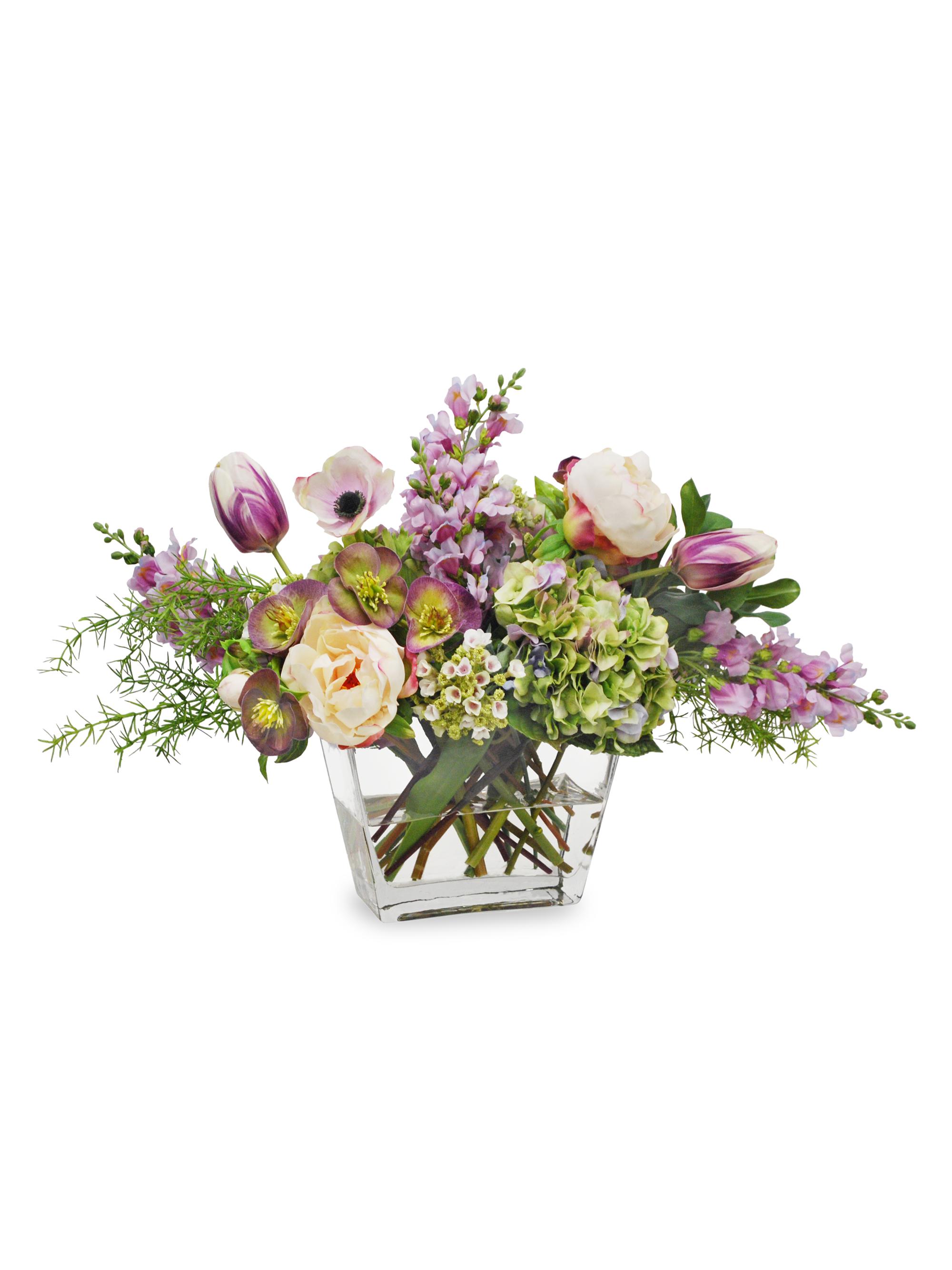 Winward Home Everyday Floral Imitation Floral Hellebores Mix In Glass Vase | Thumbnail 2