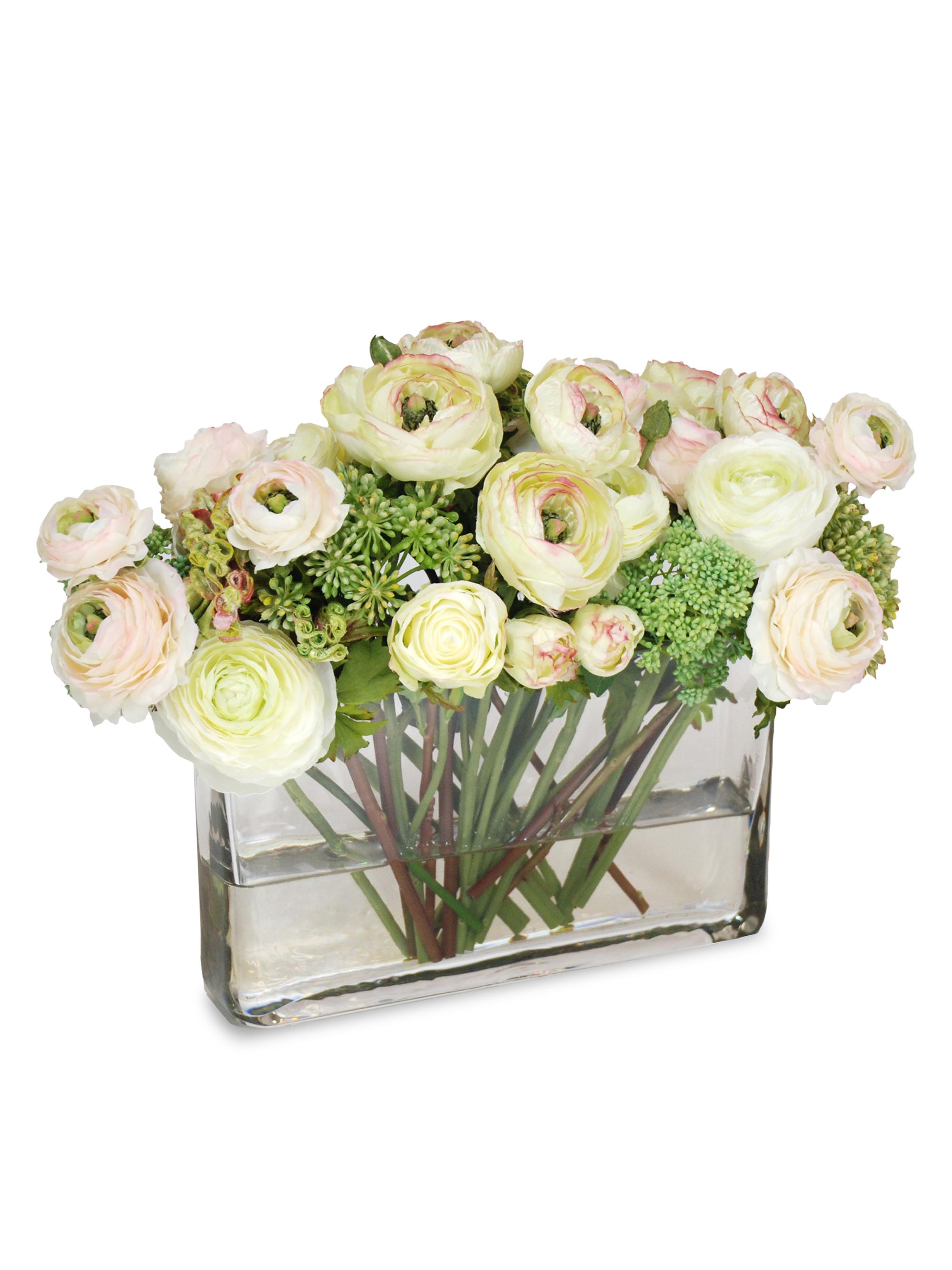 Winward Home Everyday Floral Imitation Ranunculus & Rose Mix In Glass Vase