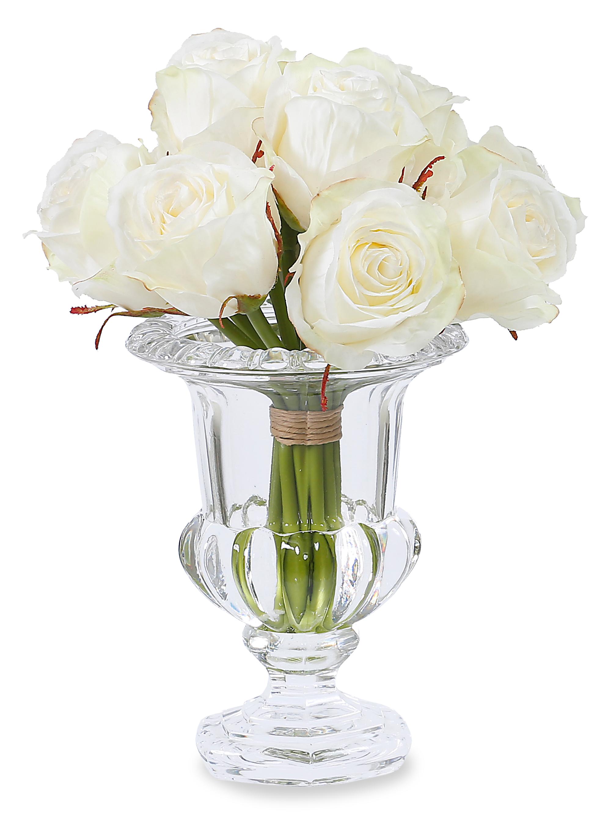 Winward Home Everyday Floral Imitation Rose in Crystal Glass Vase