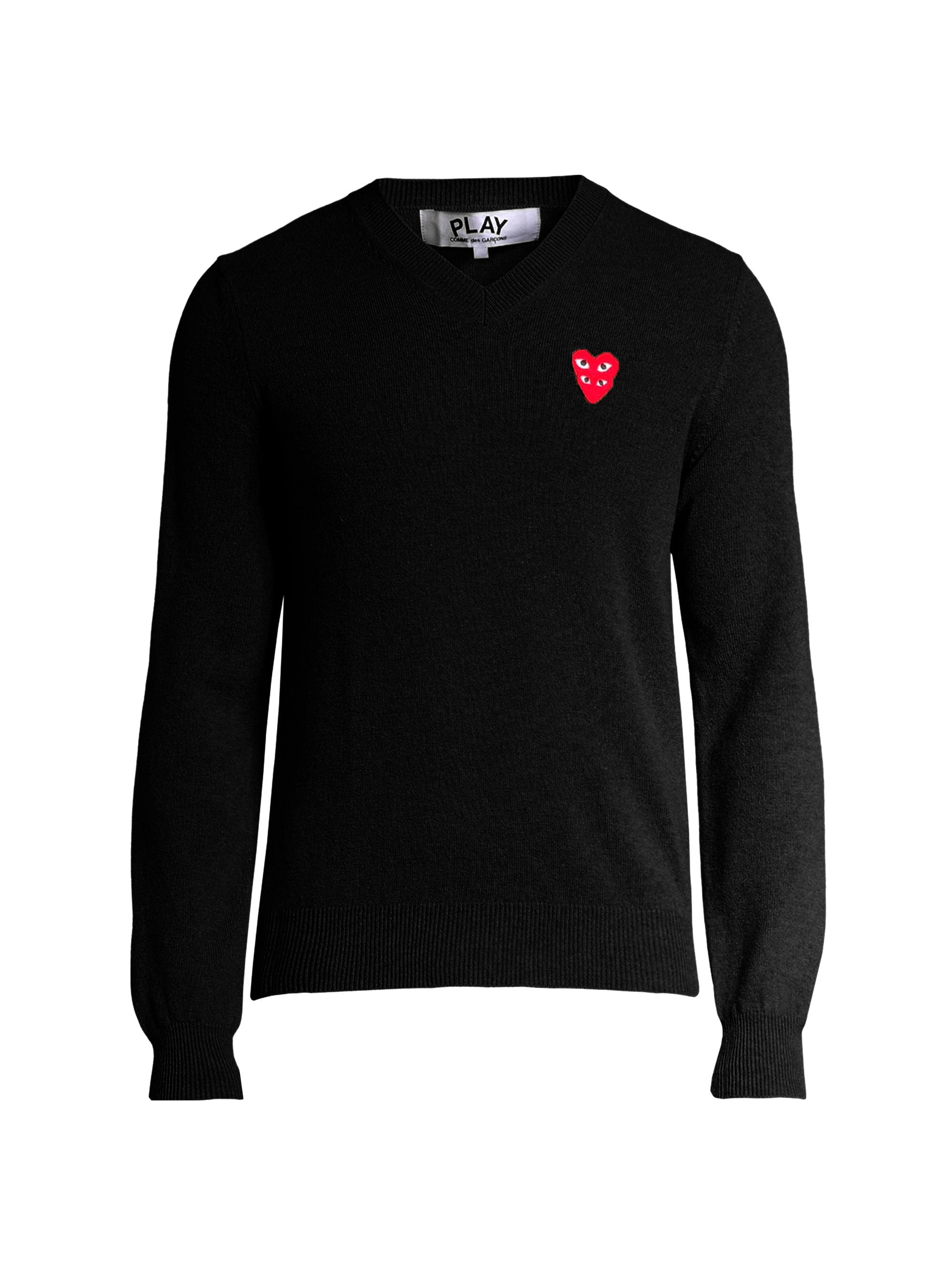 Comme des Garçons PLAY Double Heart Play V-Neck Sweater