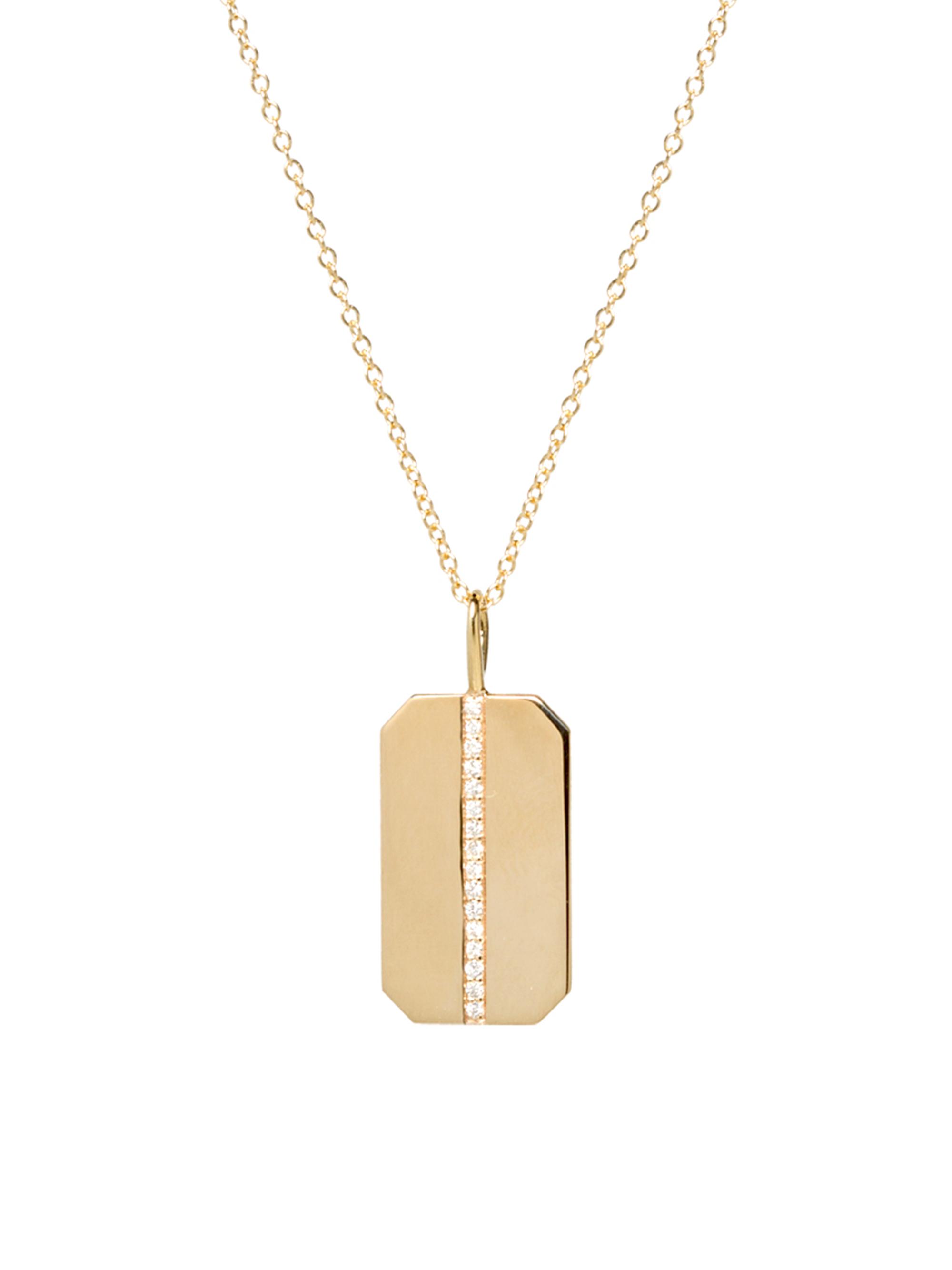 ZOE CHICCO Women's 14K Yellow Gold & Diamond  Dog Tag Pendant Necklace - Gold