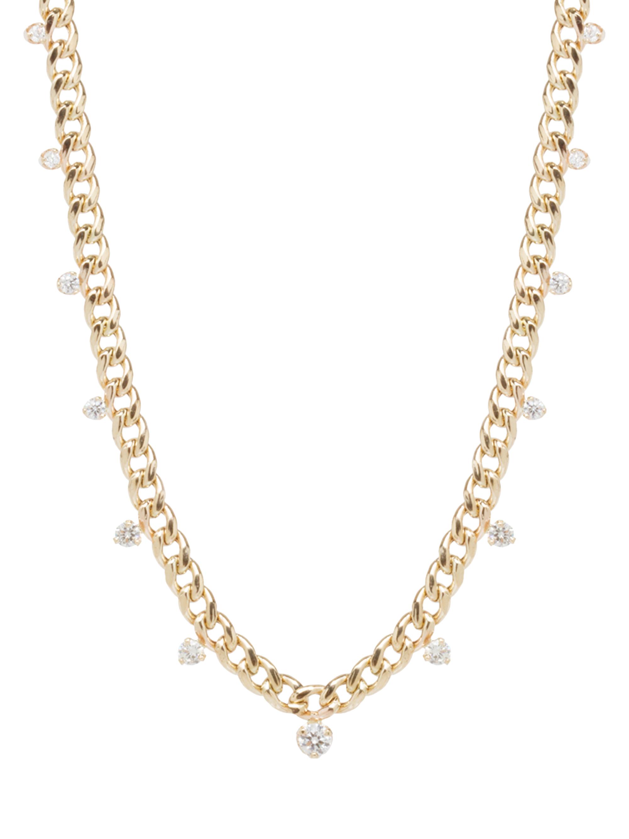 ZOE CHICCO Women's 14K Yellow Gold & Diamond Drops Medium Curb-Link Necklace - Yellow Gold
