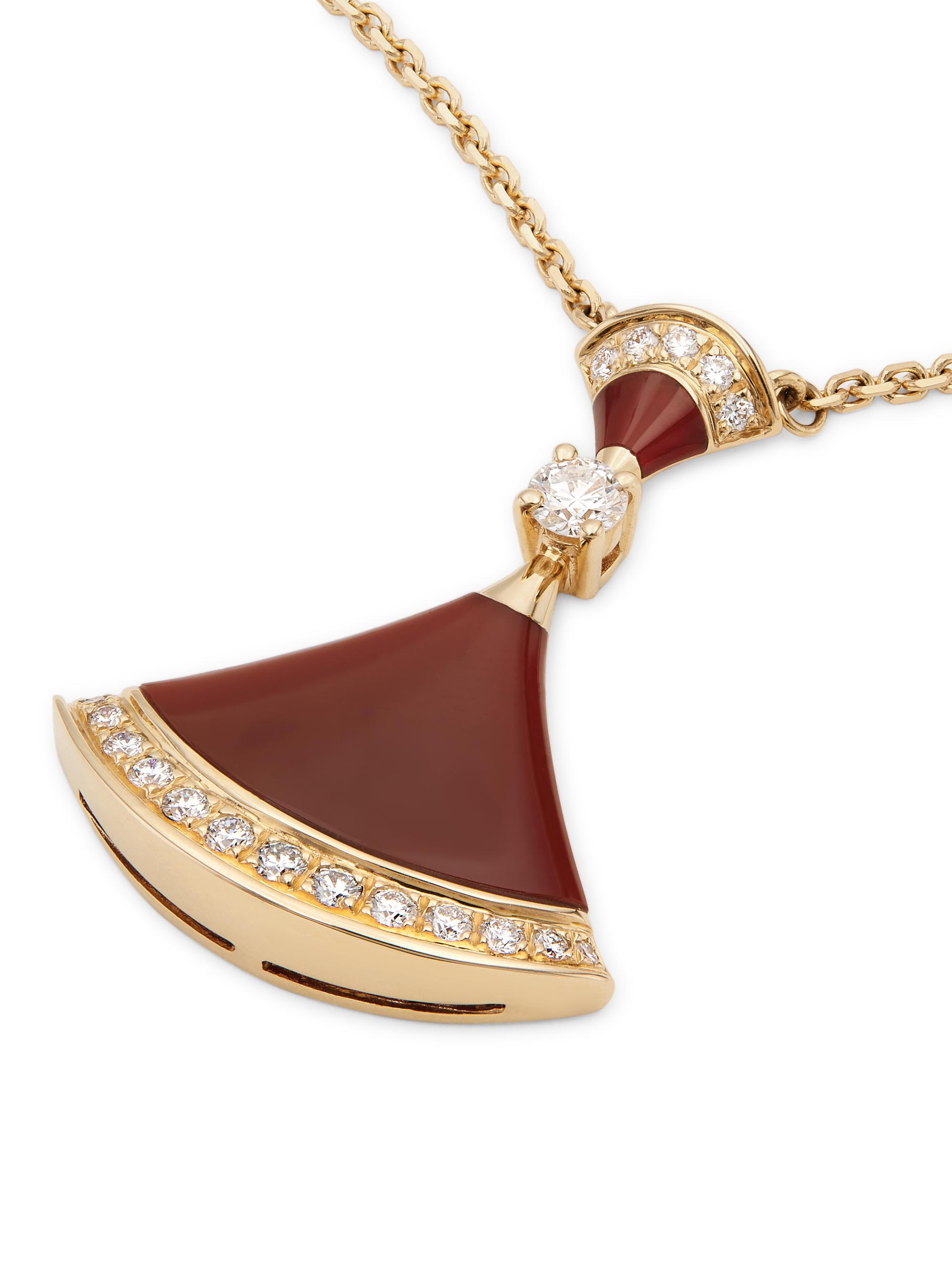 BVLGARI Divas' Dream 18K Rose Gold, Carnelian & Diamond Pendant