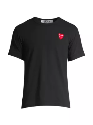 Comme des Garçons Play Men's Play Double Heart T-Shirt - Black - Size Small