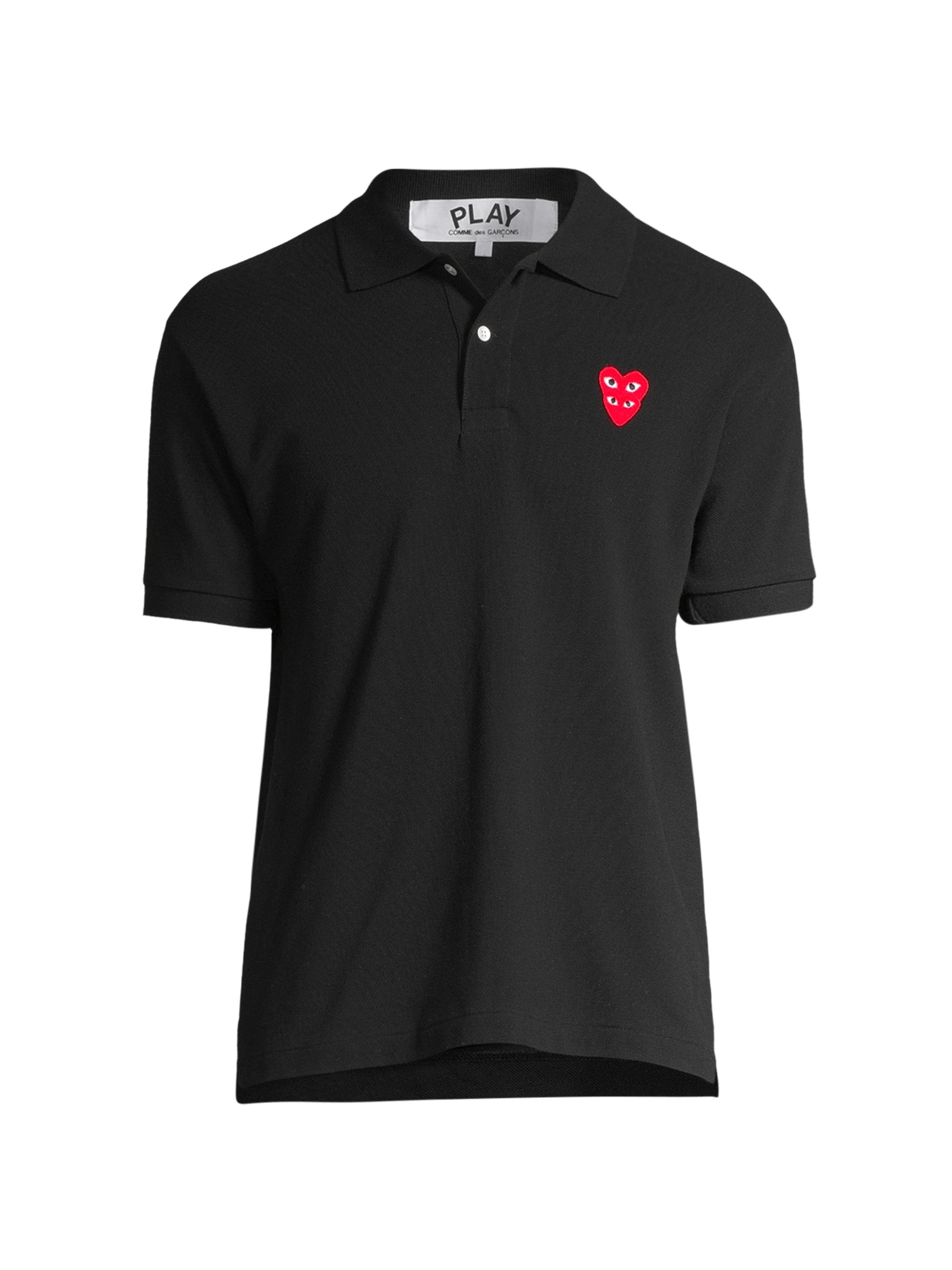 Comme des Garçons PLAY Men's Play Double Heart Polo - Black