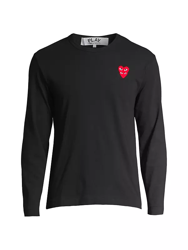 Shop Comme des Garçons PLAY Play Double Heart Long-Sleeve T-Shirt