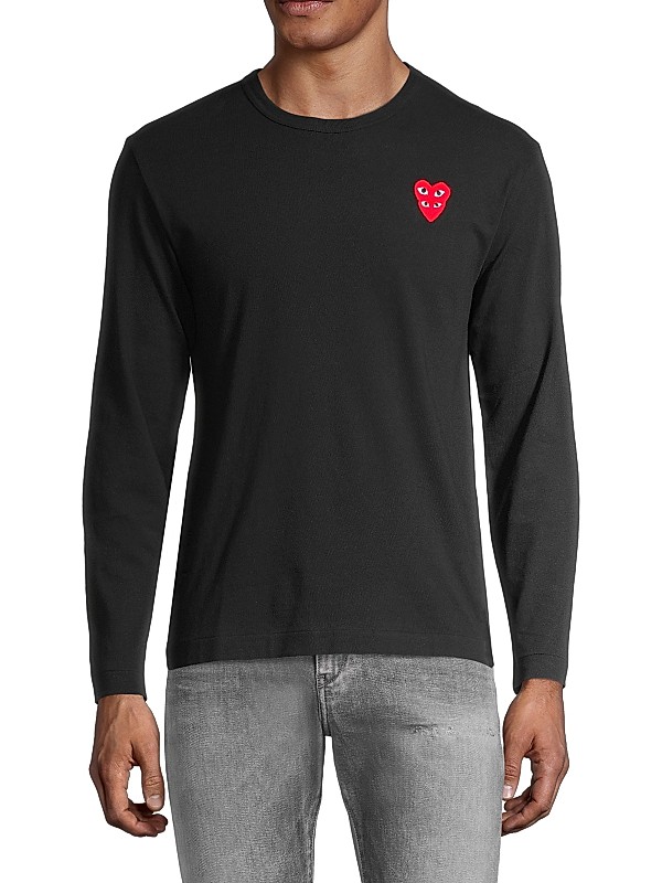 Shop Comme des Garçons PLAY Play Double Heart Long-Sleeve T Shop Comme des Garçons PLAY Play Double Heart Long-Sleeve T