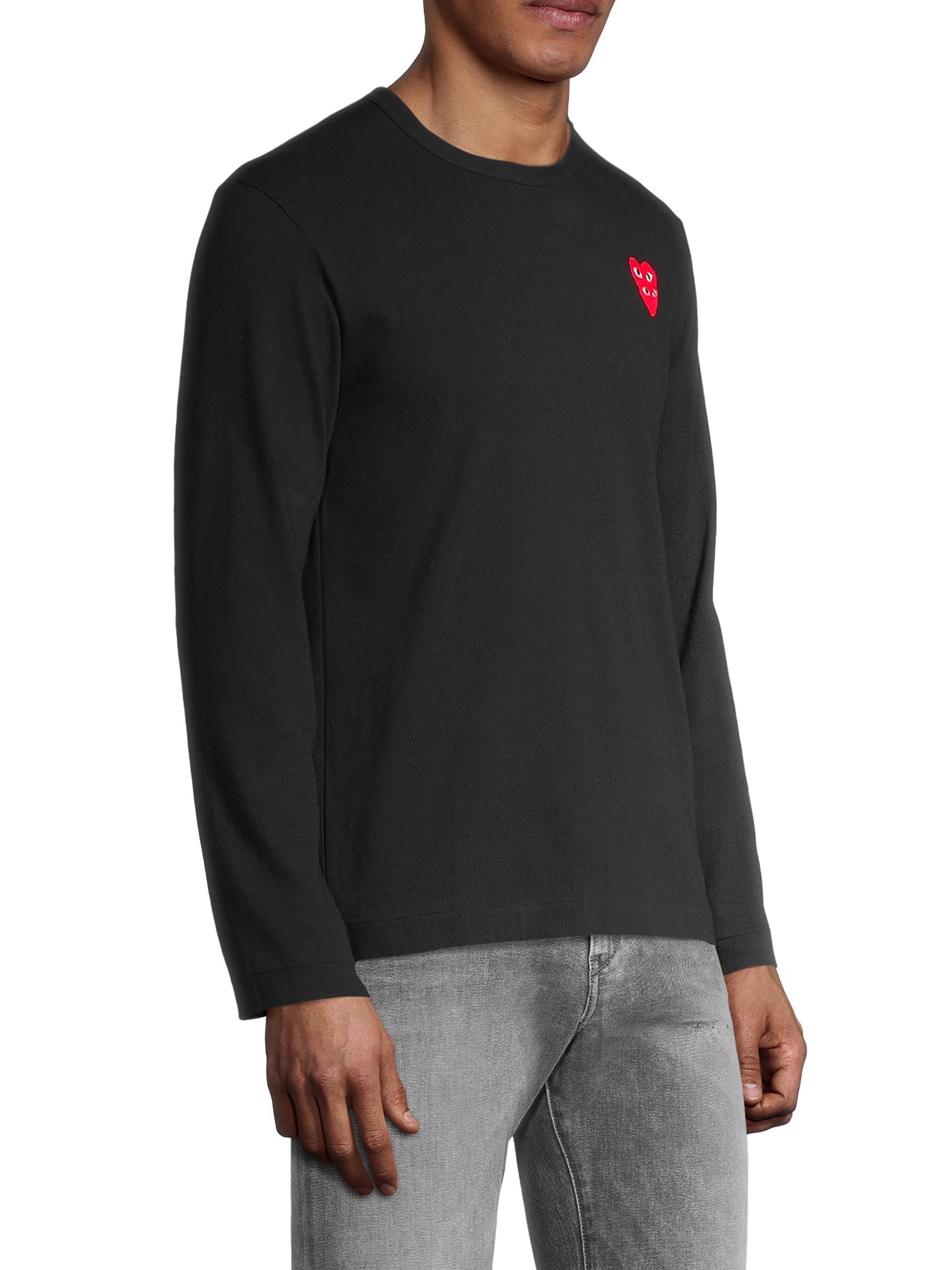 Shop Comme des Garçons PLAY Play Double Heart Long-Sleeve T-Shirt 