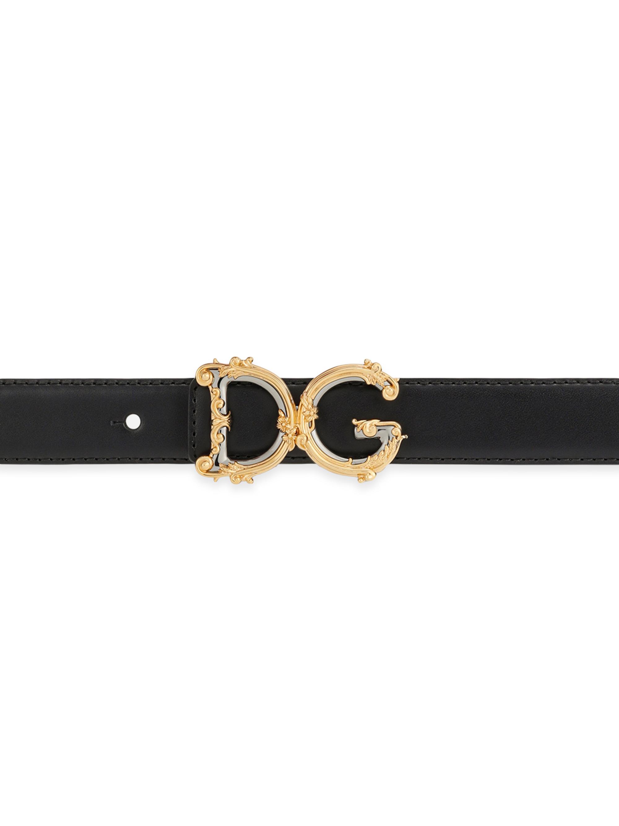 Dolce&Gabbana Baroque Logo Leather Belt | Saks Fifth Avenue