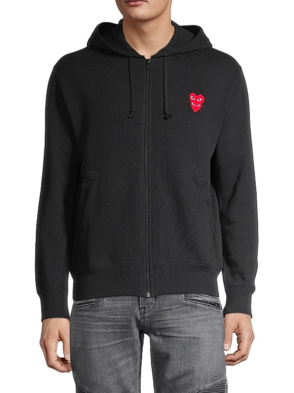 Shop Comme des Garçons PLAY Play Double Heart Hoodie | Saks Shop Comme des Garçons PLAY Play Double Heart Hoodie | Saks