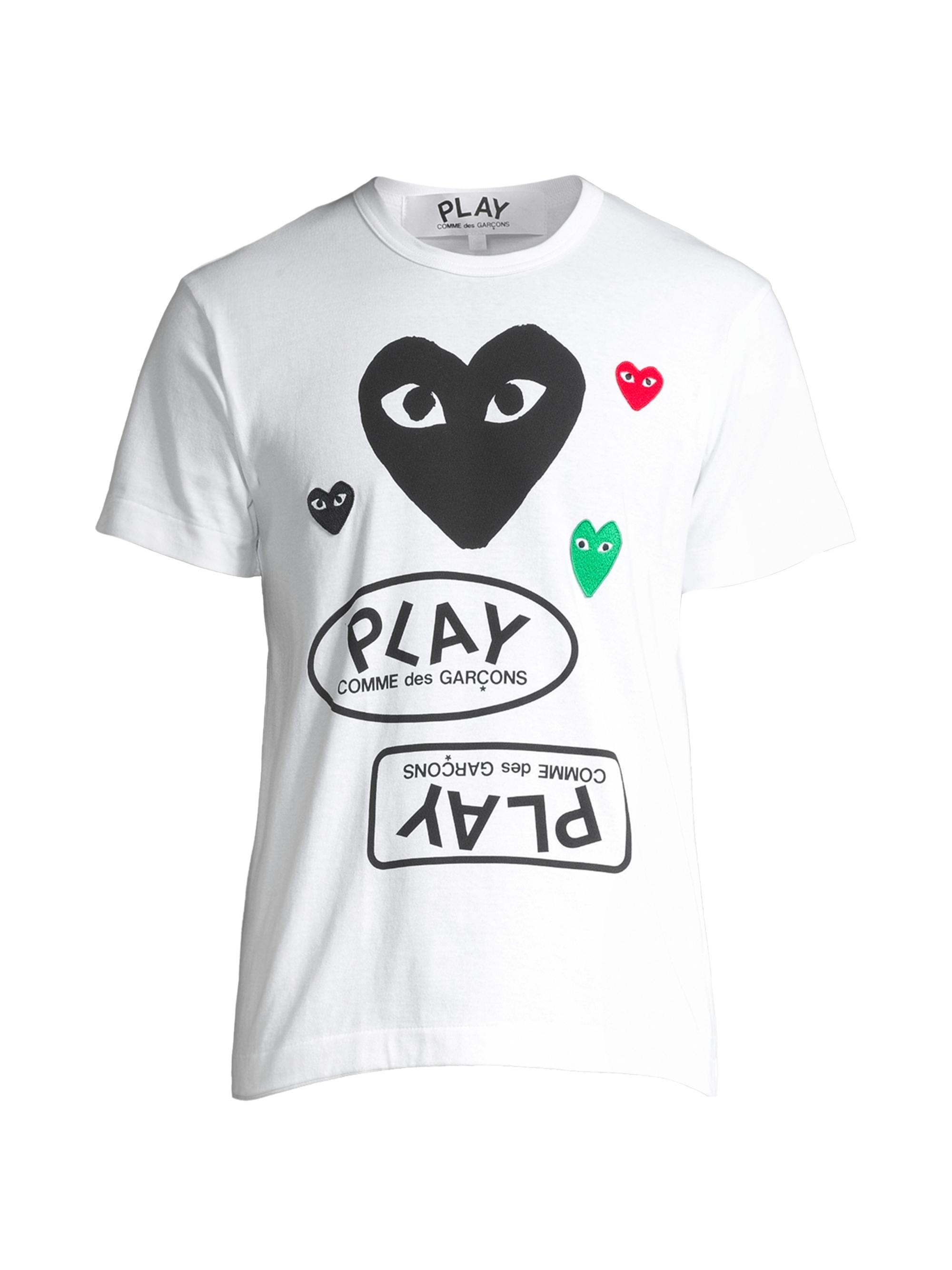Comme des Garçons PLAY Men's Play Multi Heart Graphic T-Shirt - White