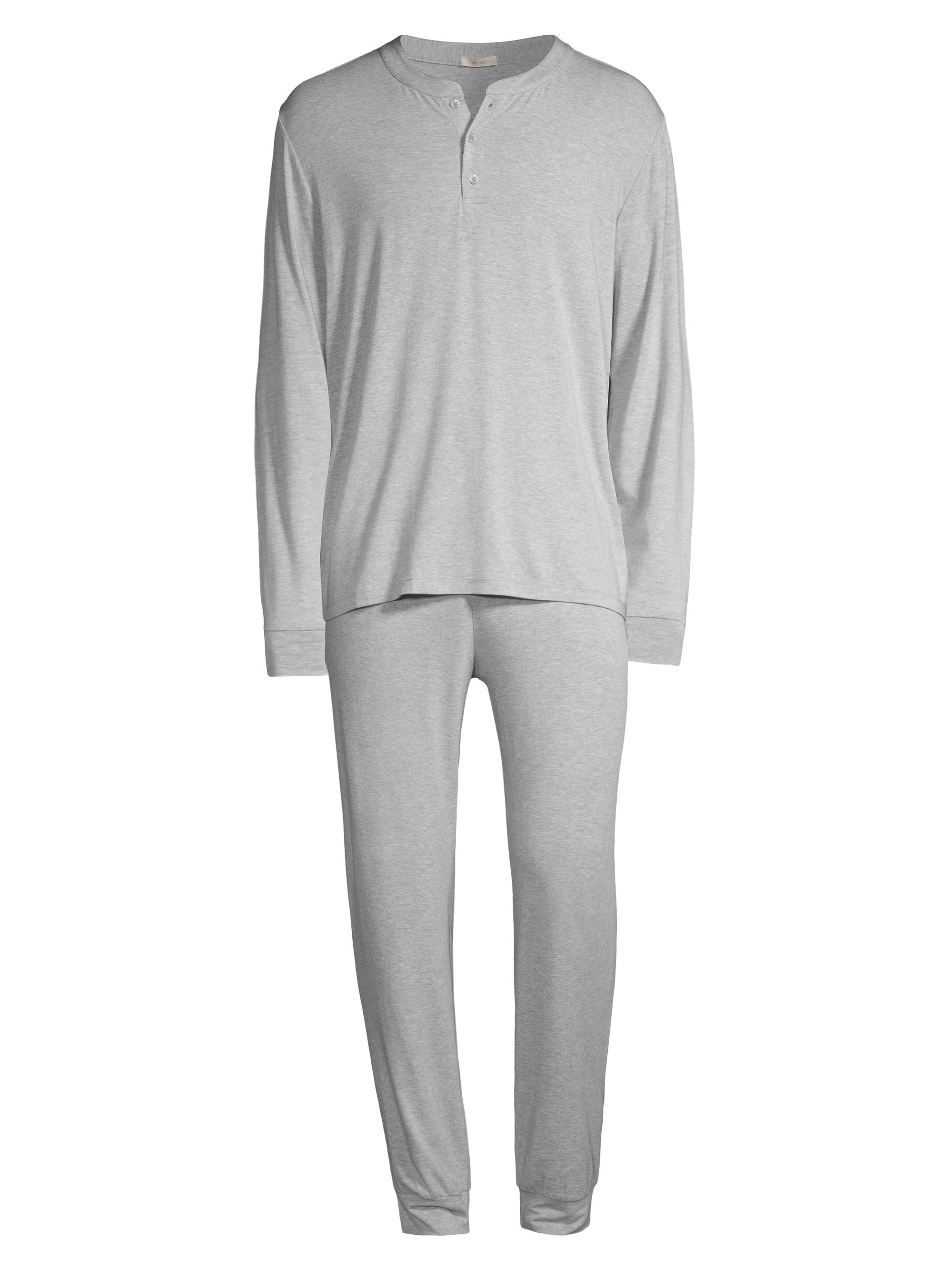 Eberjey Men's Henry 2-Piece Henley Pajama Set - Heather Grey