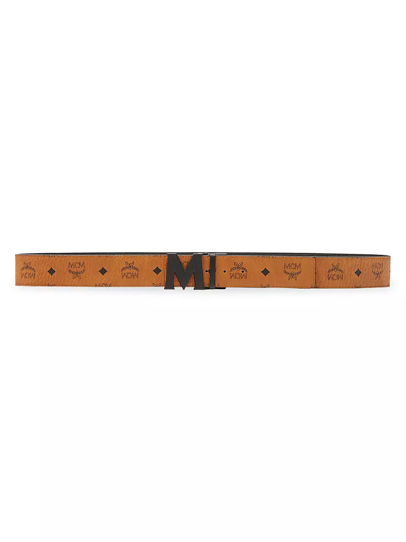 Mcm Clause Reversible Cut-to-size Leather Belt - Black