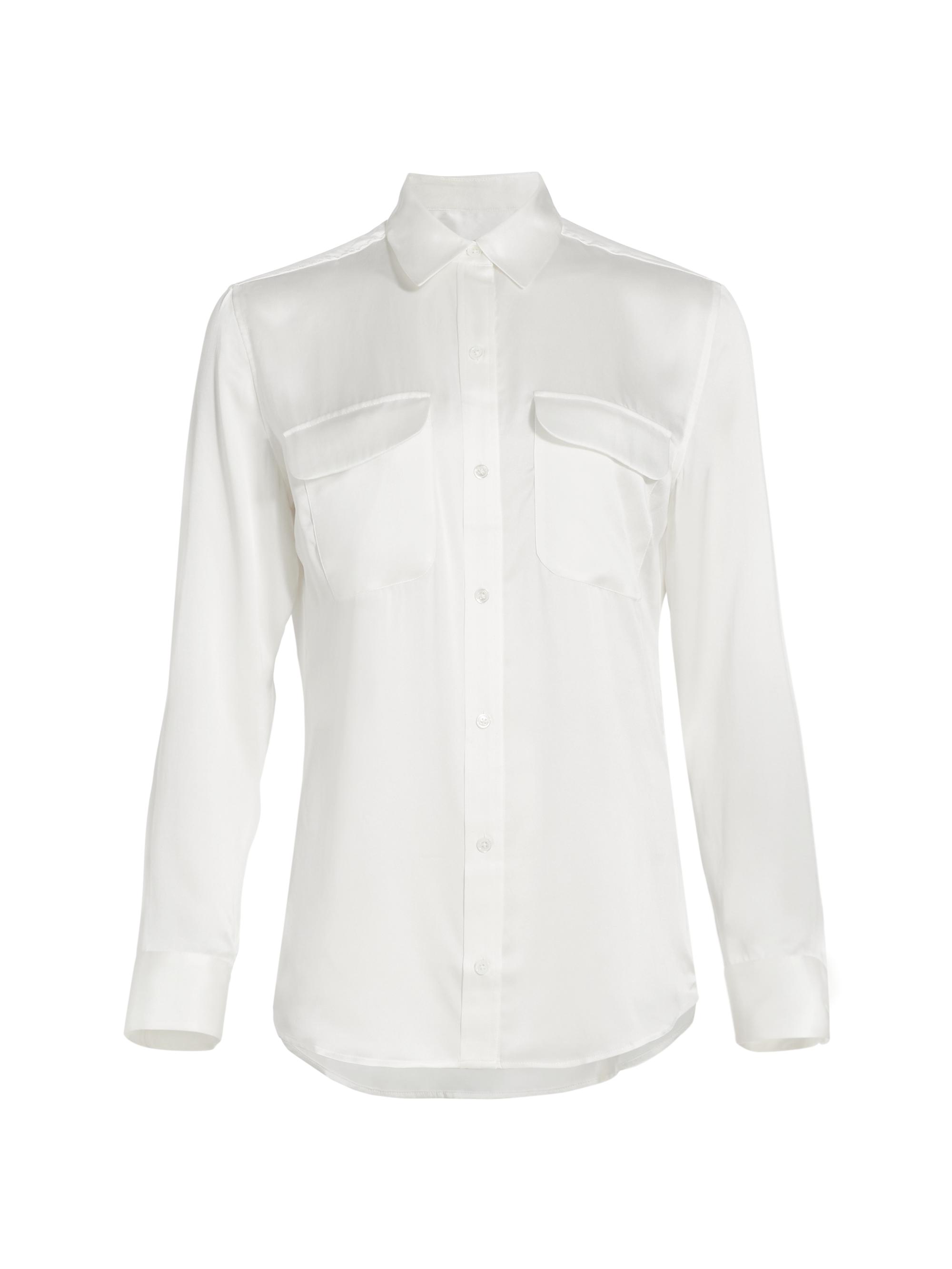 Equipment Women's Signature Button-Up Silk Blouse - Nature White