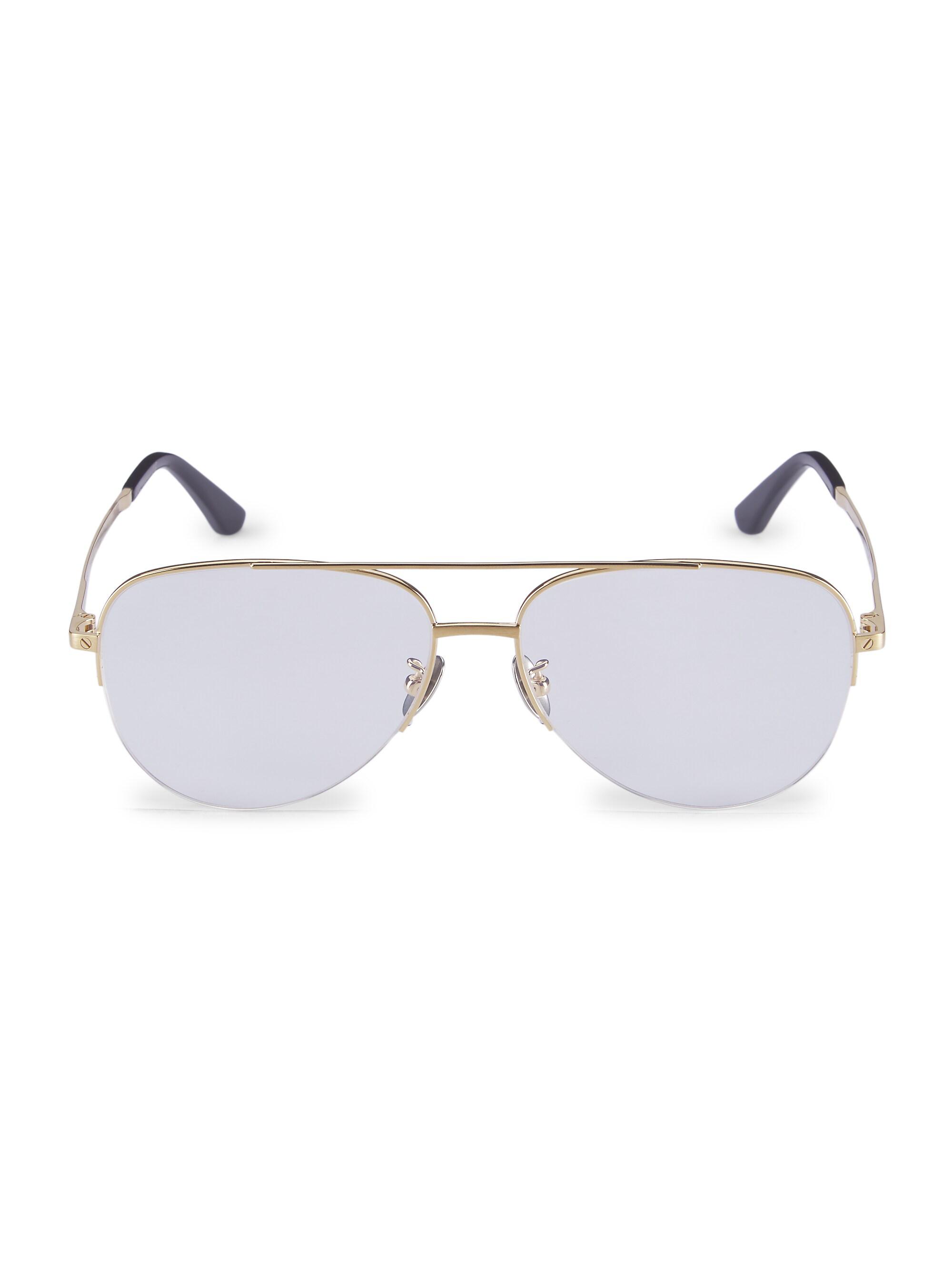 Cartier Men's 58MM Aviator Sunglasses - Gold Transparent