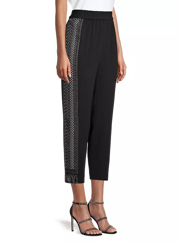 Stefania Embroidered Crepe Trousers